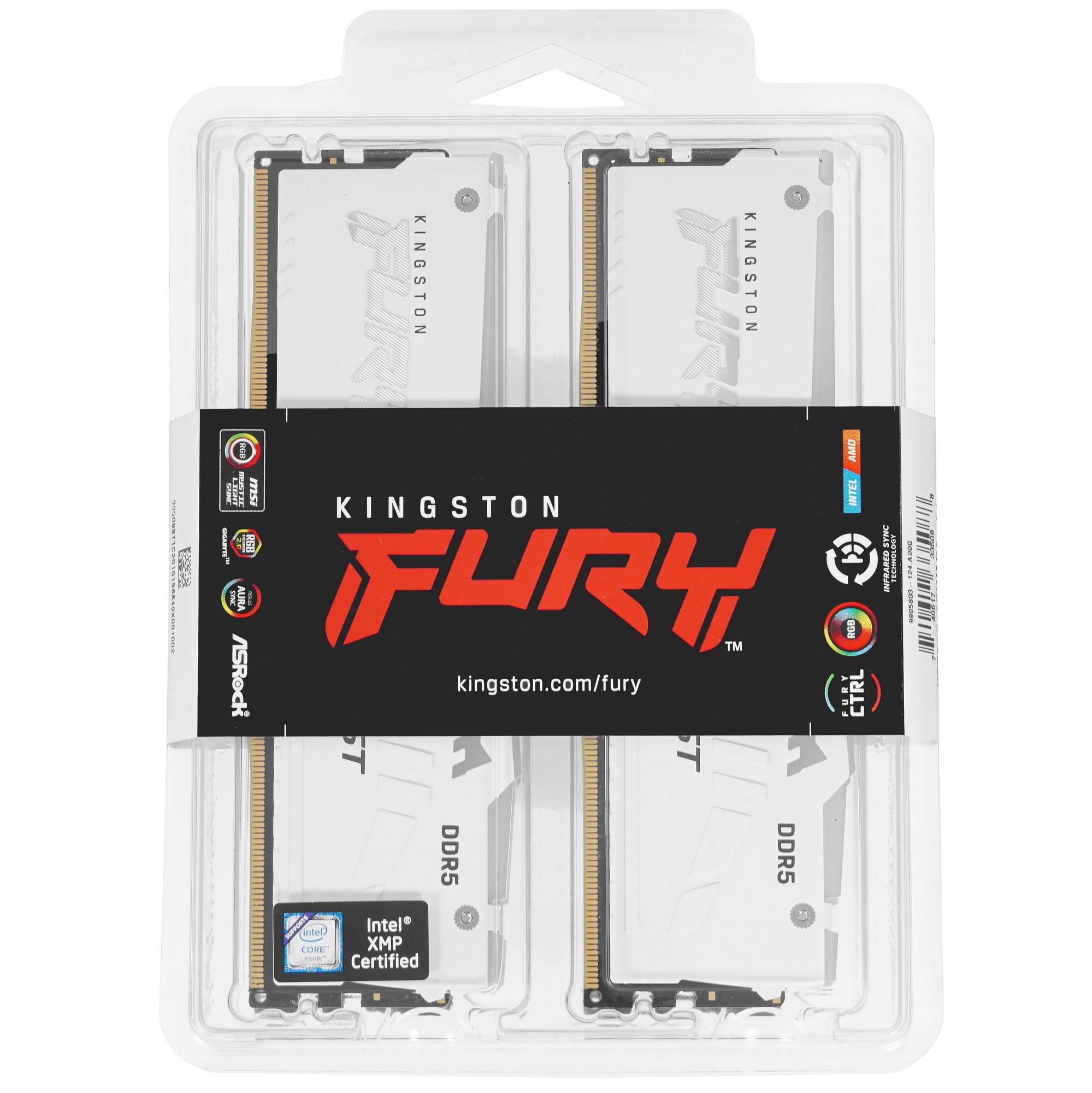 Оперативная память Kingston Fury Beast, DDR5, 64GB (4x16GB), 6000MHz, CL40, DIMM, с радиаторами, RGB