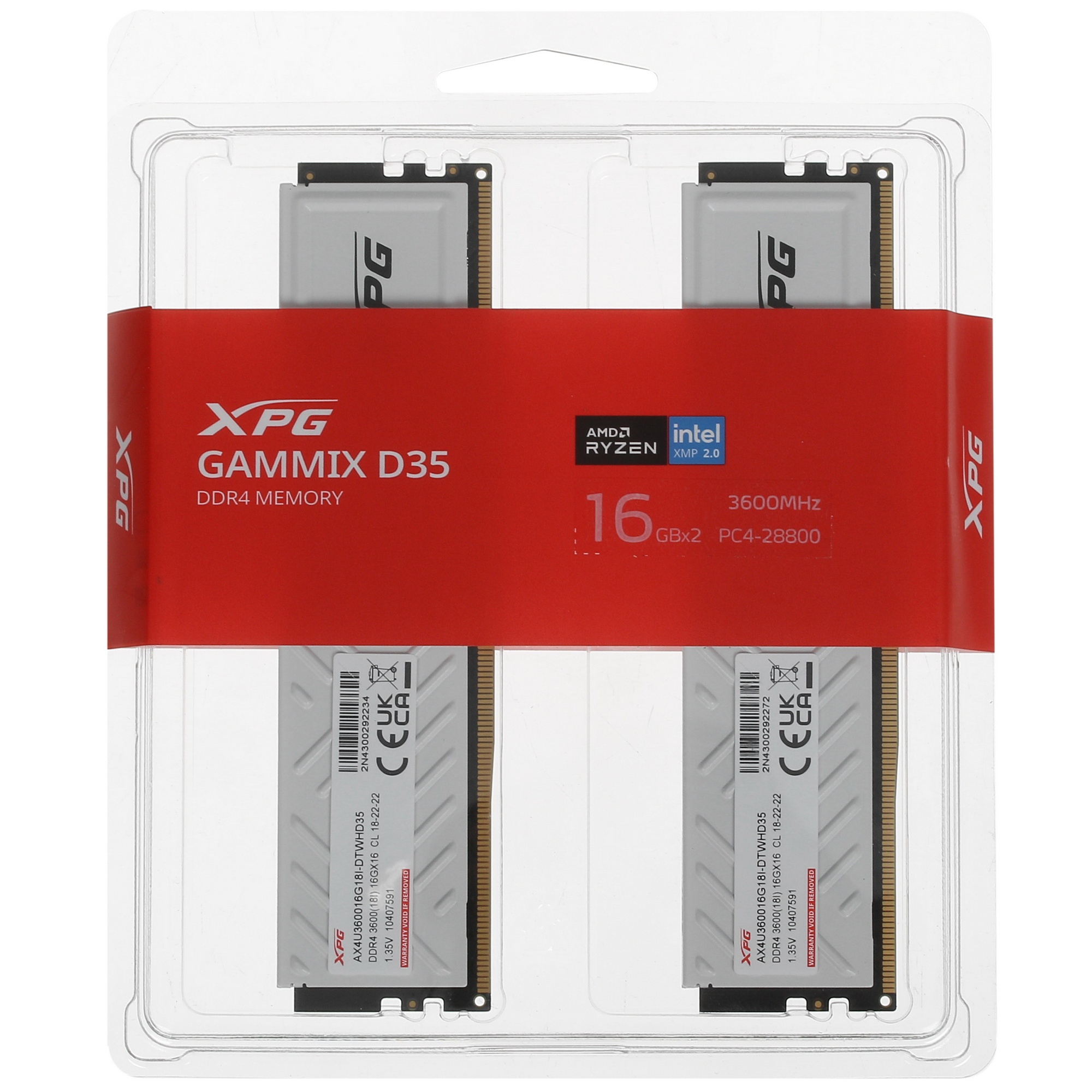 Модуль памяти ADATA DIMM DDR4-3600 32GB (16GBx2) AX4U360016G18I-DTWHD35