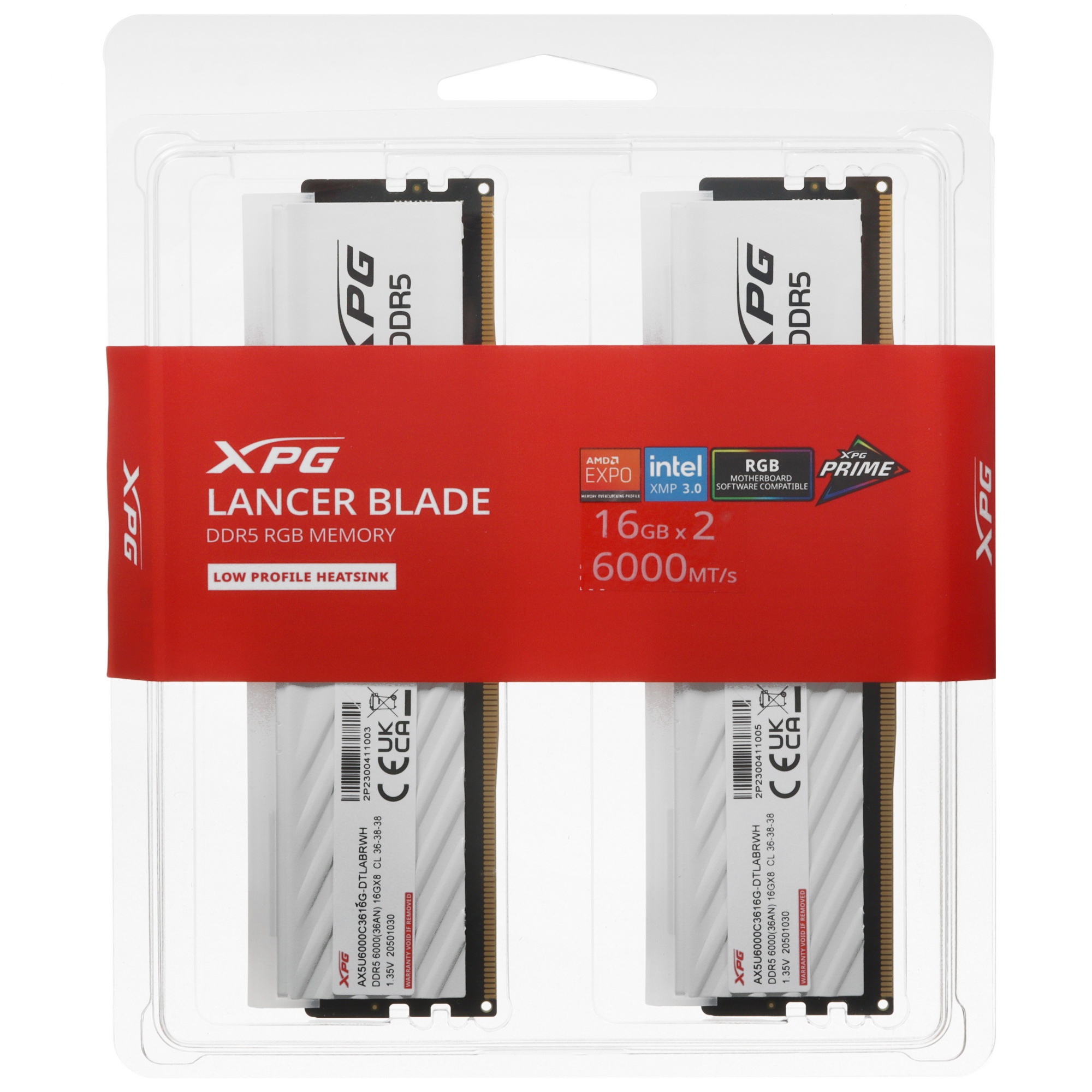 Модуль памяти ADATA DIMM DDR5-6000 32GB (16GBx2) RGB AX5U6000C3616G-DTLABRWH
