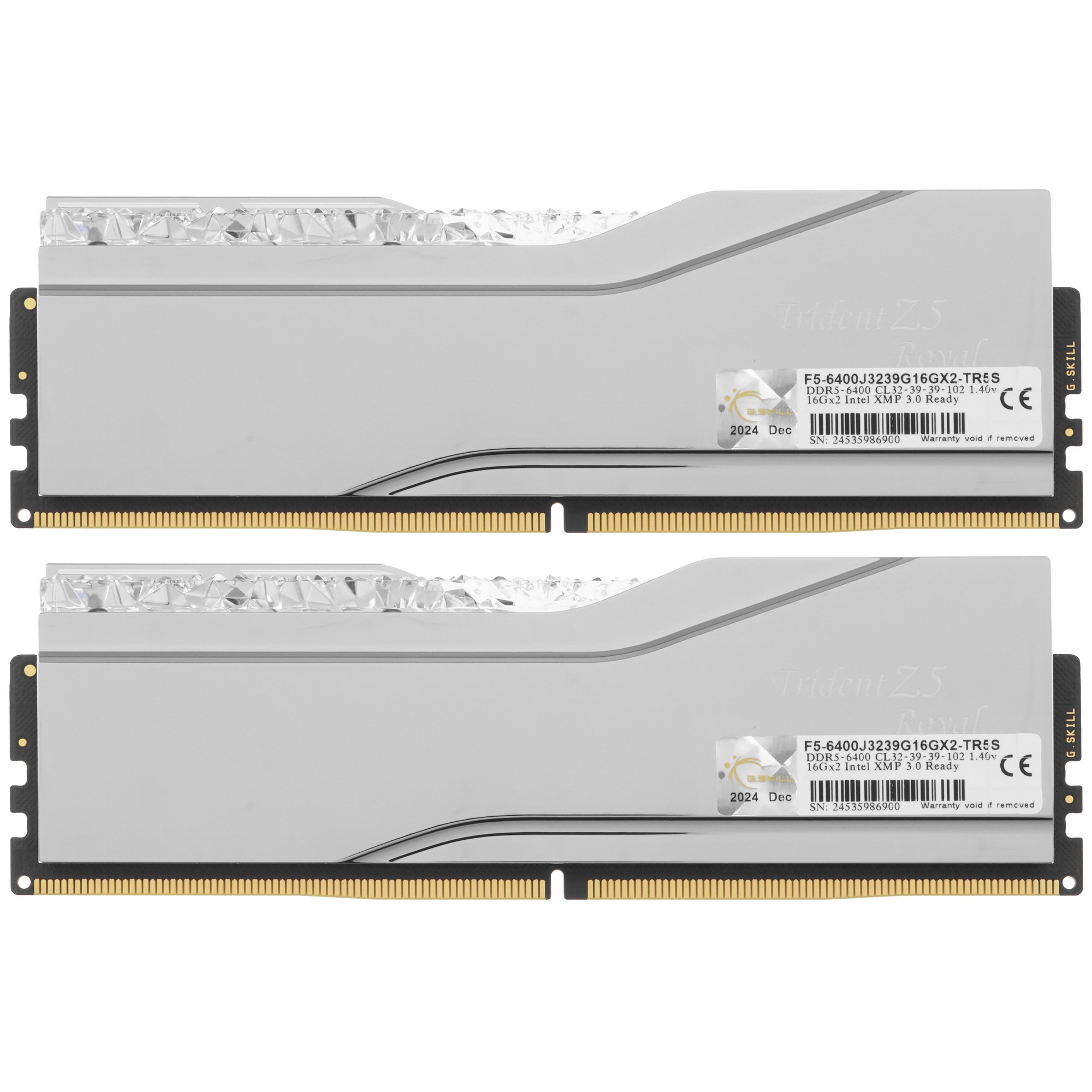 Модуль памяти G.SKILL TRIDENT Z5 ROYAL RGB 32GB 6400МГц DDR5 CL32 DIMM (Kit of 2x16GB) 1.4V XMP 3.0,