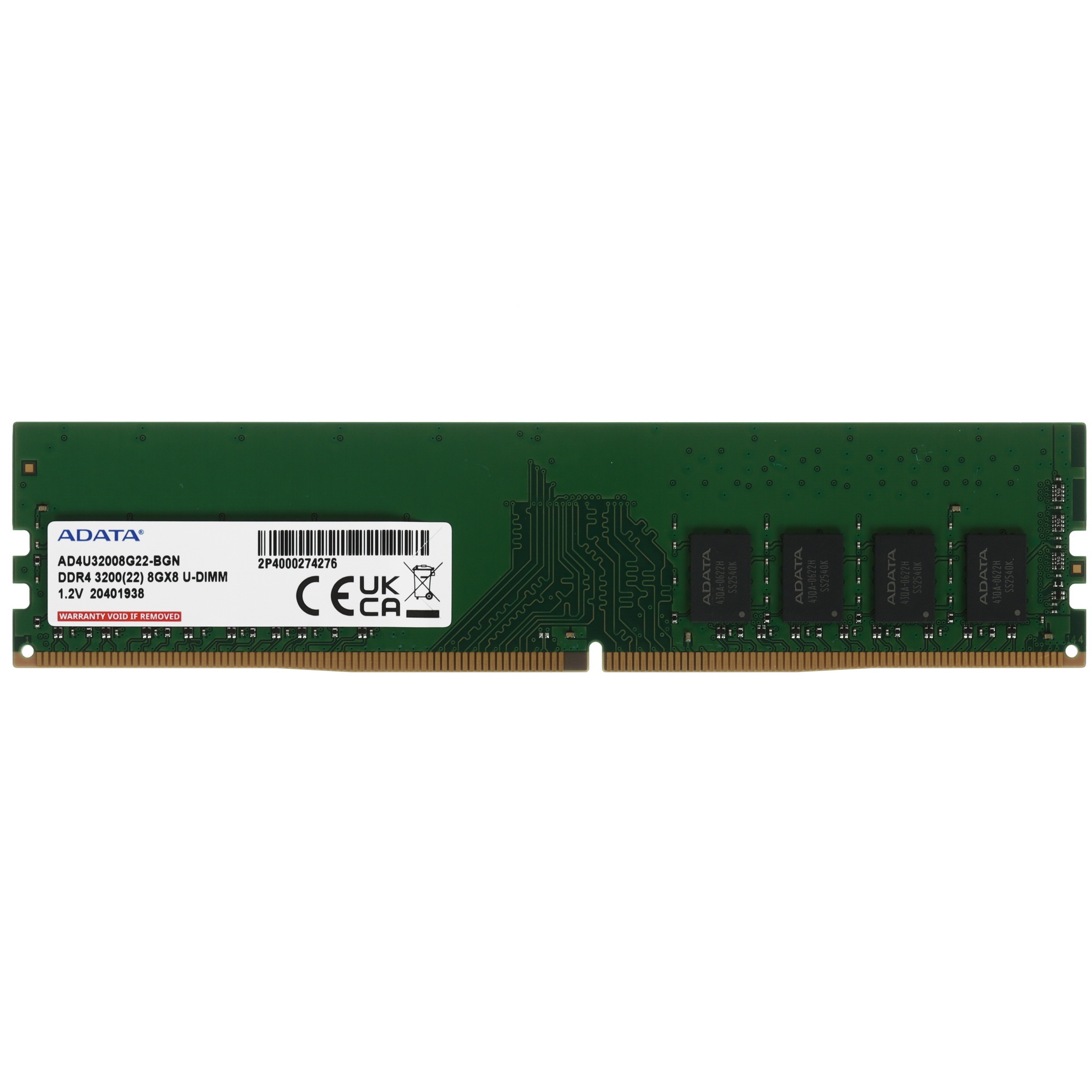 Оперативная память ADATA 8GB DDR4 3200MHz AD4U32008G22-BGN OEM PC4-25600 CL22 DIMM 288-pin 1.2В sing