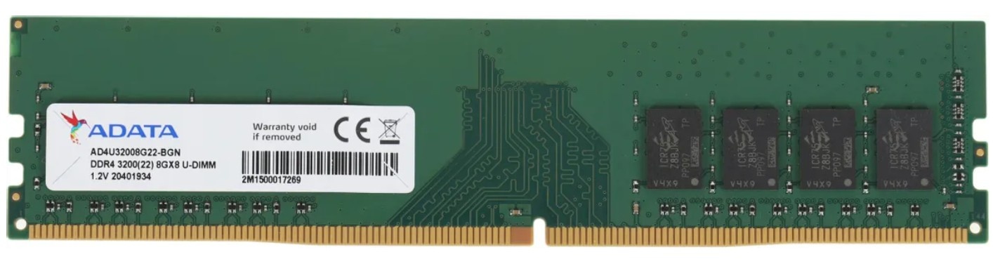 Оперативная память ADATA 8GB DDR4 3200MHz AD4U32008G22-BGN OEM PC4-25600 CL22 DIMM 288-pin 1.2В sing