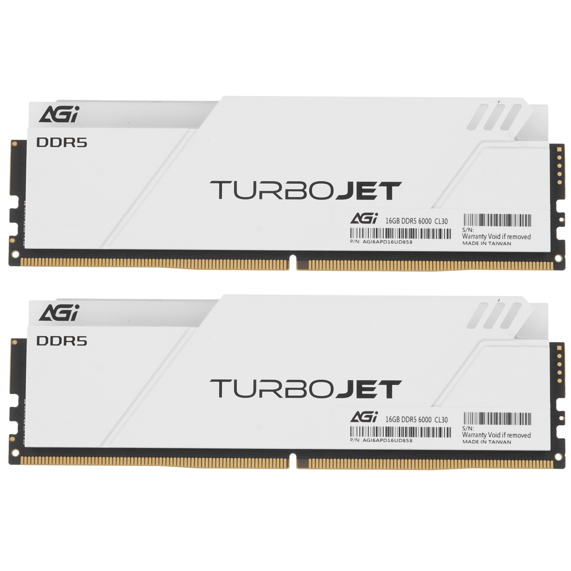Модуль памяти AGI DDR5 6000MHz CL30 32GB Kit (16GBx2) OC UDIMM + White HEAT SINK –Turbojet+RGB light