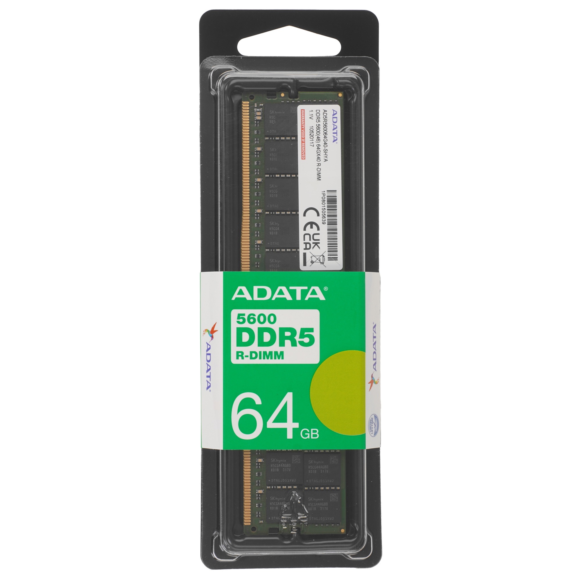 Оперативная память ADATA AD5R560064G40-SHYA, DDR5, 64GB (1x64 GB), 5600 MHz, CL46, RDIMM