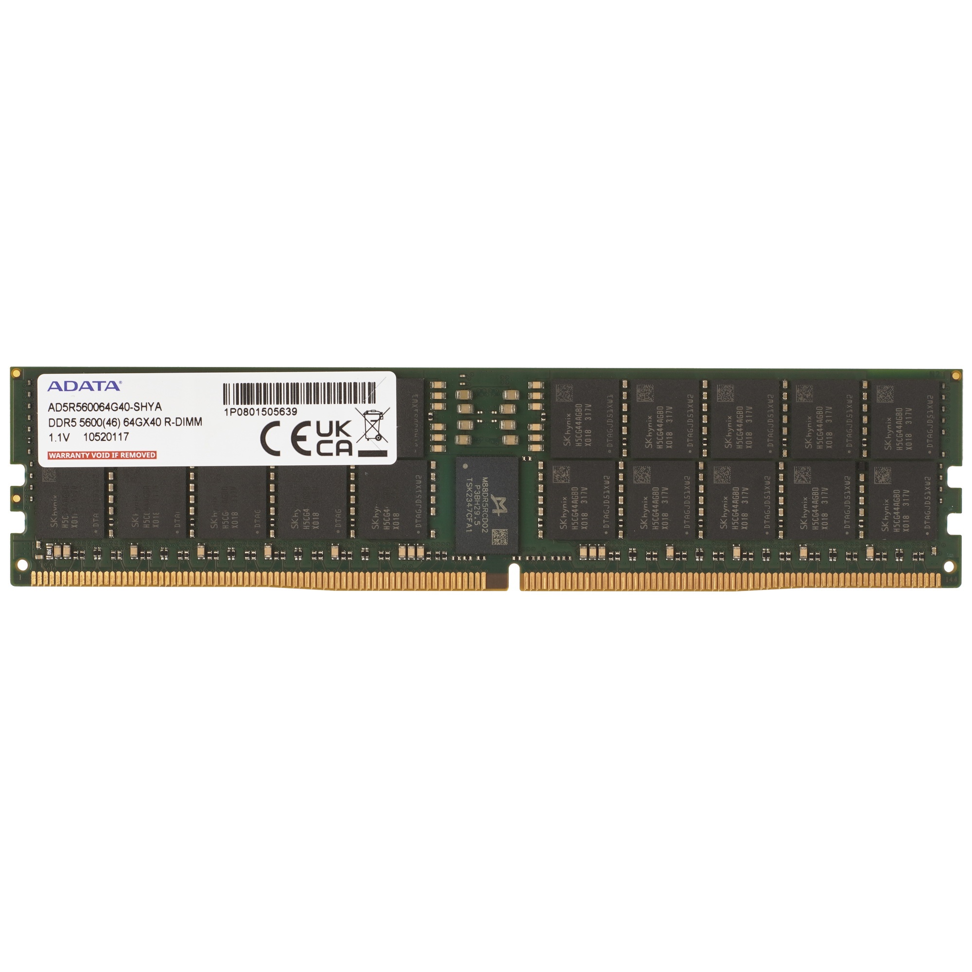 Оперативная память ADATA AD5R560064G40-SHYA, DDR5, 64GB (1x64 GB), 5600 MHz, CL46, RDIMM