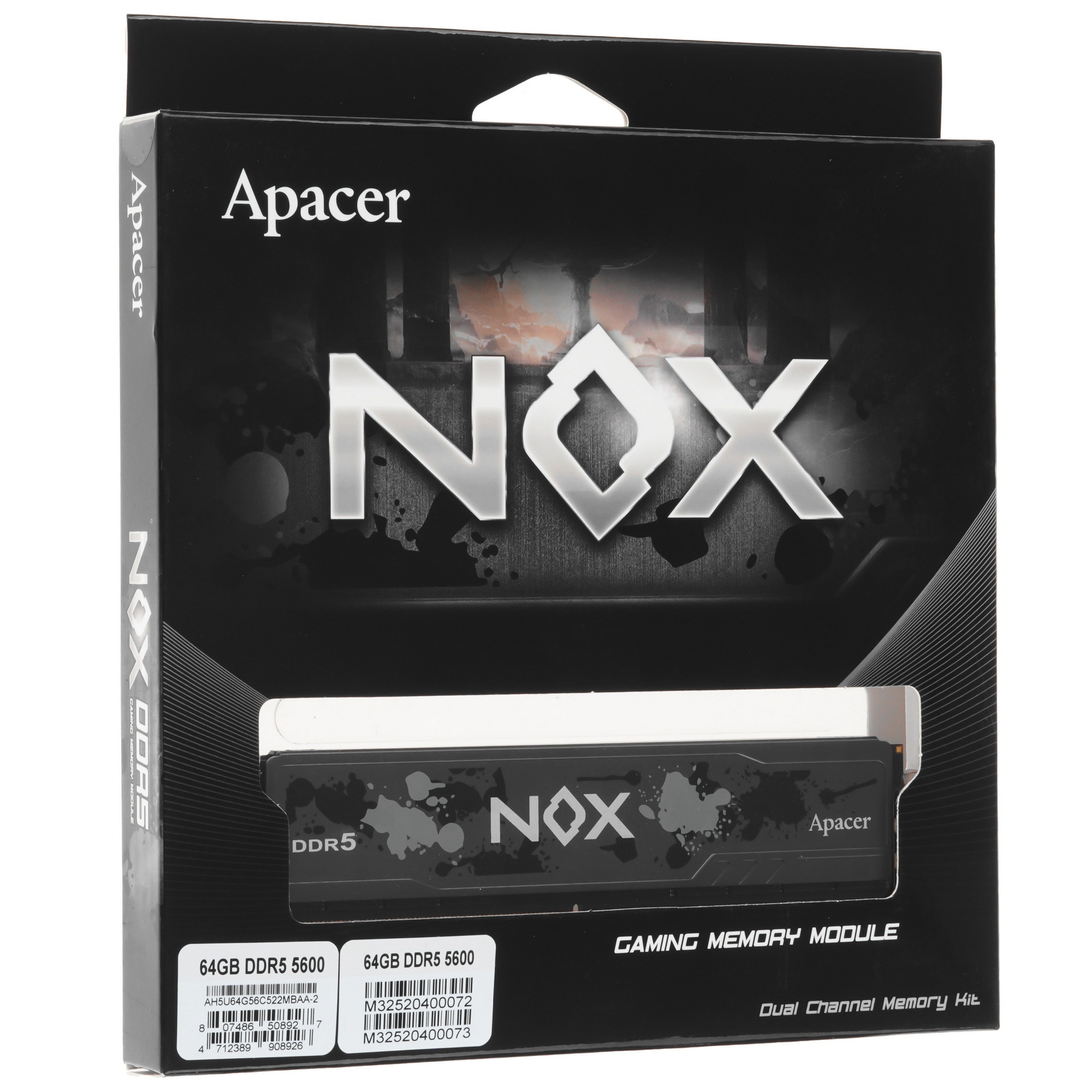 Оперативная память Apacer AH5U64G56C522MBAA-2, DDR5, 64GB (2x32 GB), 5600 MHz, CL40, радиатор, серый