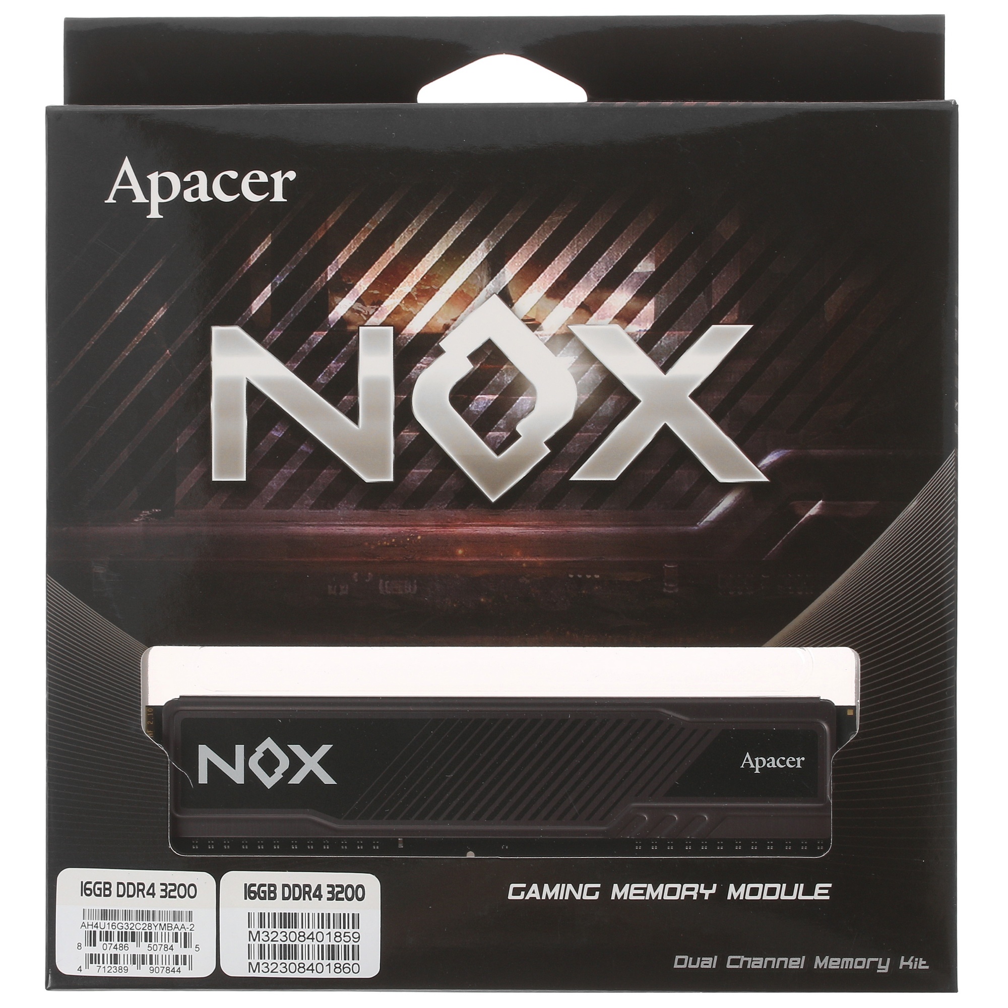 Оперативная память Apacer, DDR4, 16GB (2x8GB), 3200 MHz, CL16, DIMM, с радиатором, черный