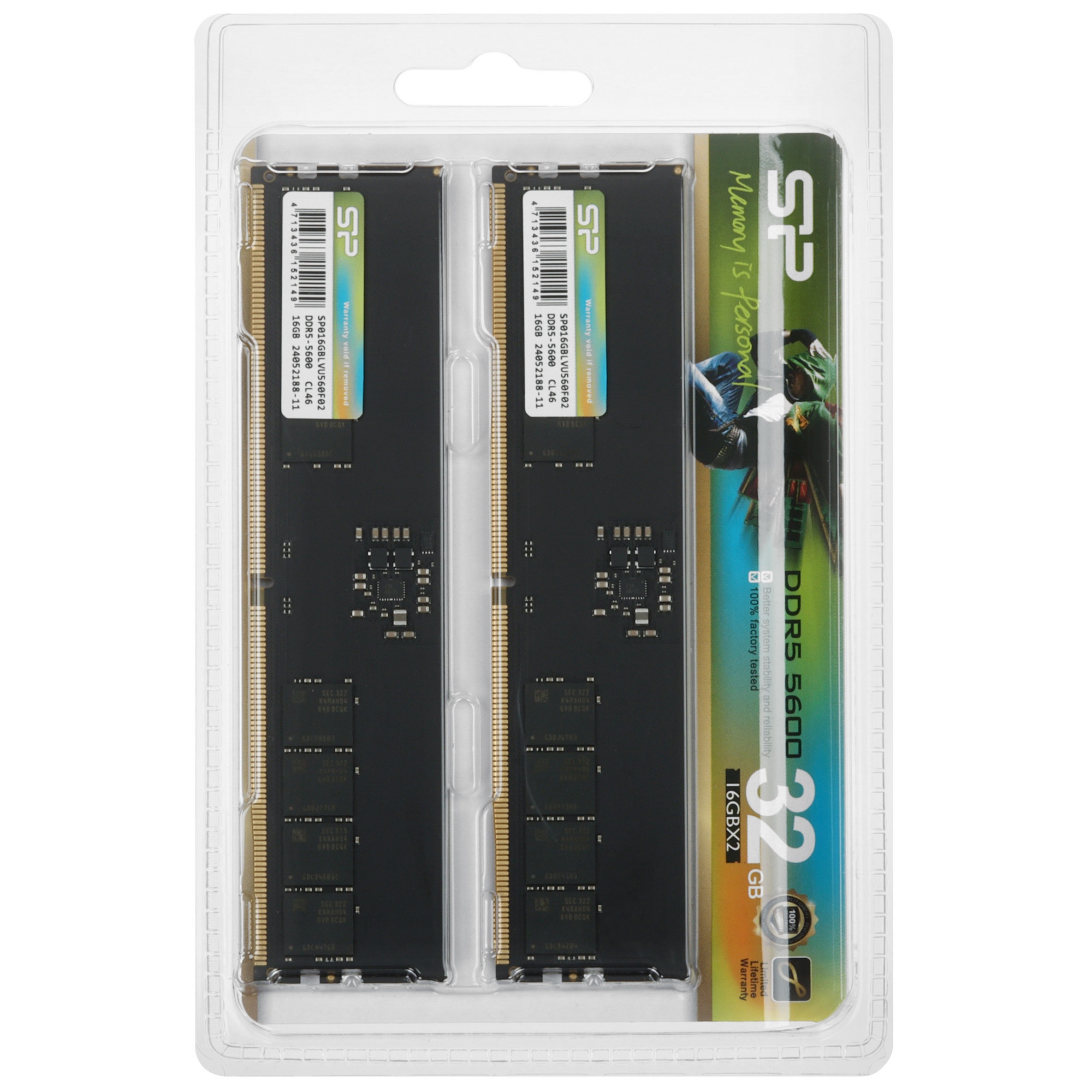 Оперативная память Silicon Power 32GB (2x16 GB) SP032GBLVU560F22 DDR5 5600MHz, CL46 DIMM