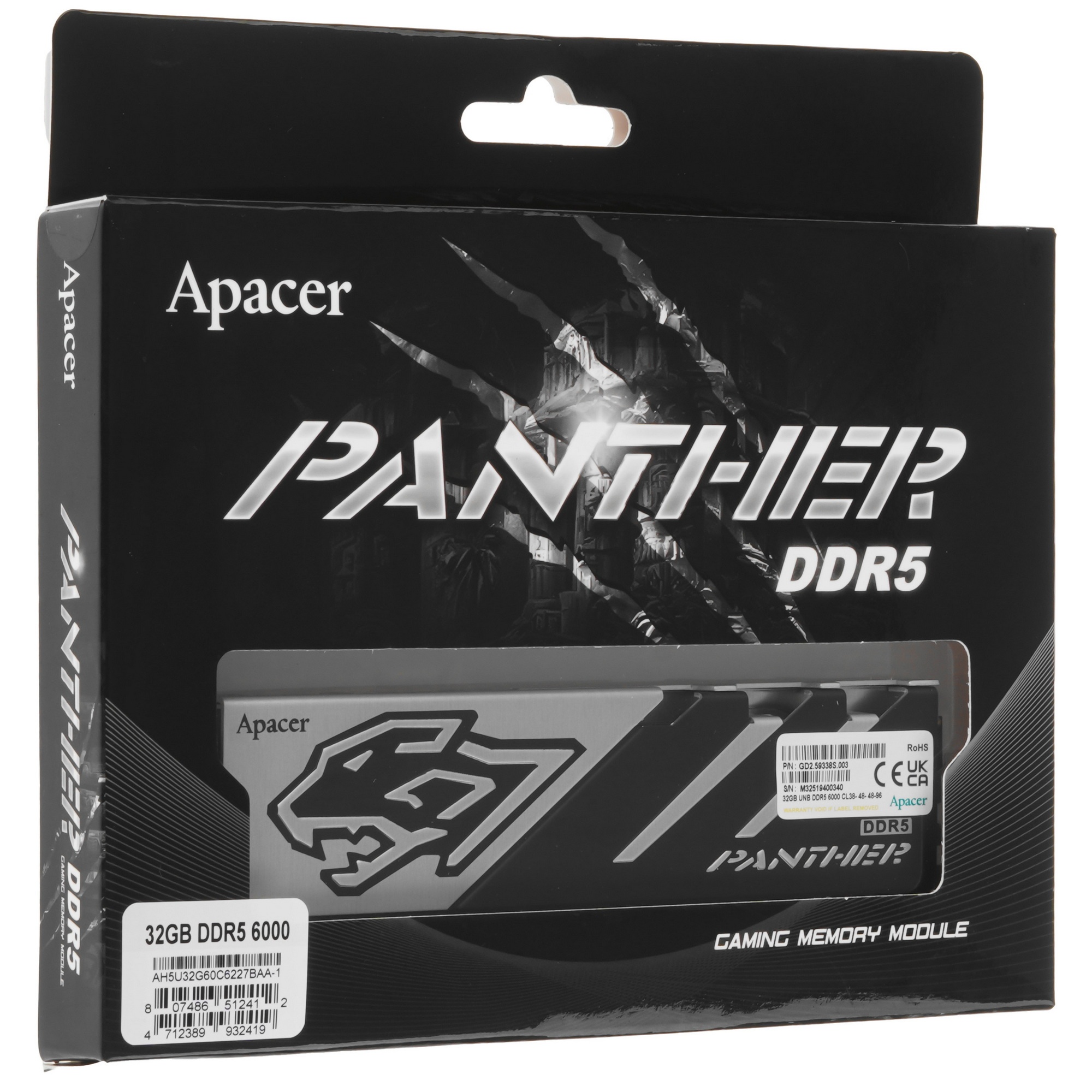 Оперативная память Apacer Panther DDR5 32GB (AH5U32G60C6227BAA-1)