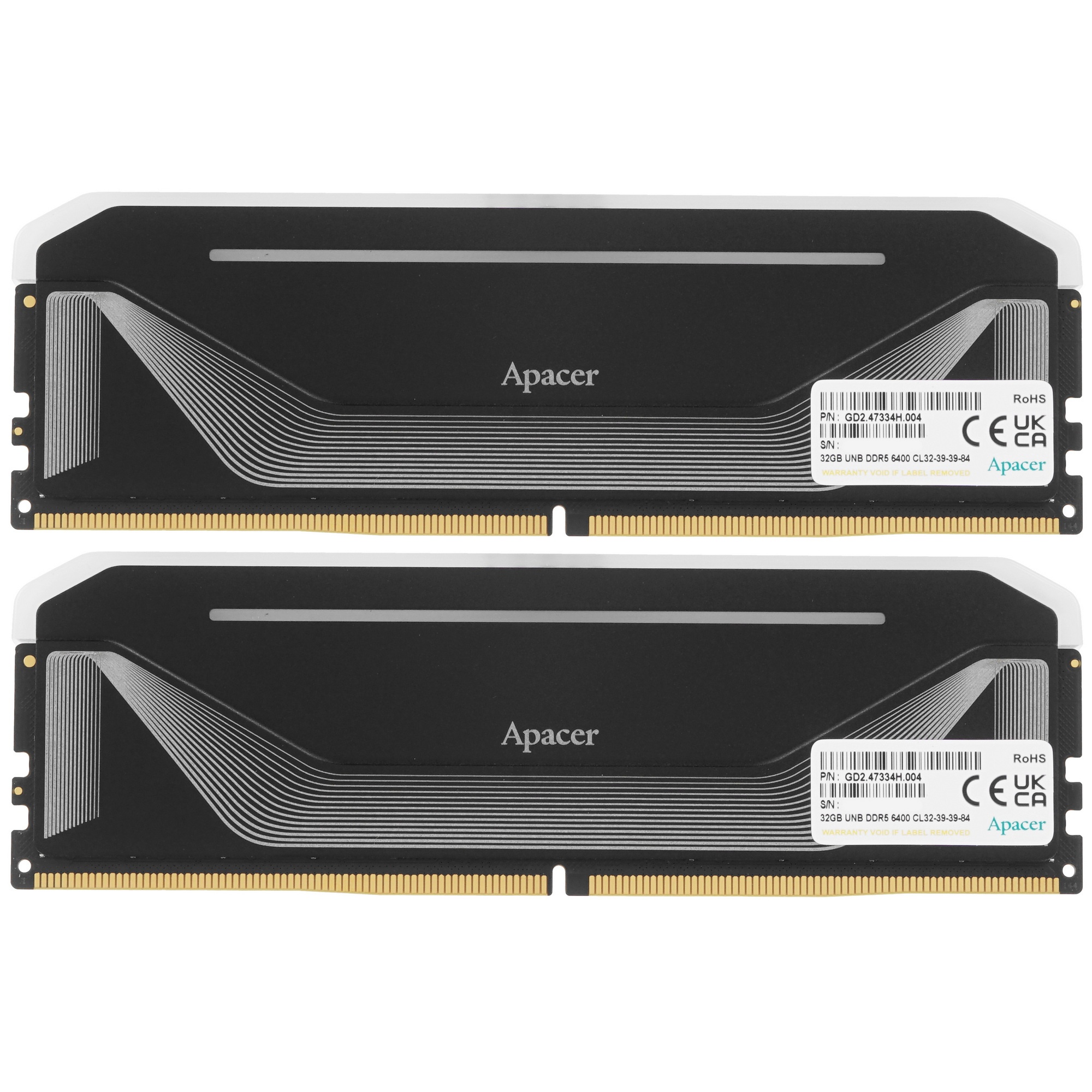 Модуль памяти Apacer 64GB DDR5 6400 DIMM OC NOX RGB  w/HS, kit 2x32GB CL32, 1.4V