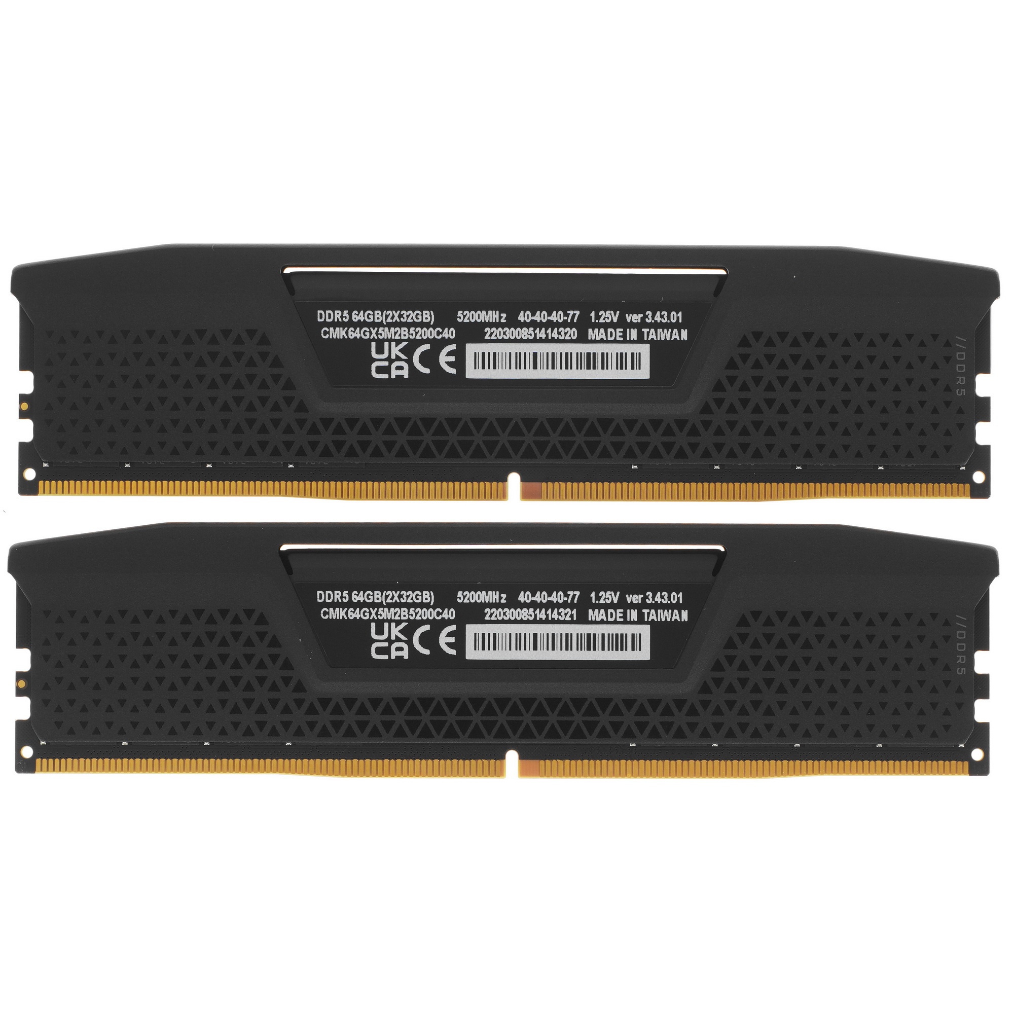 Модуль памяти CORSAIR 64GB 5200МГц DDR5 CL40 DIMM (Kit of 2x32GB) XMP 3.0, Vengeance Black