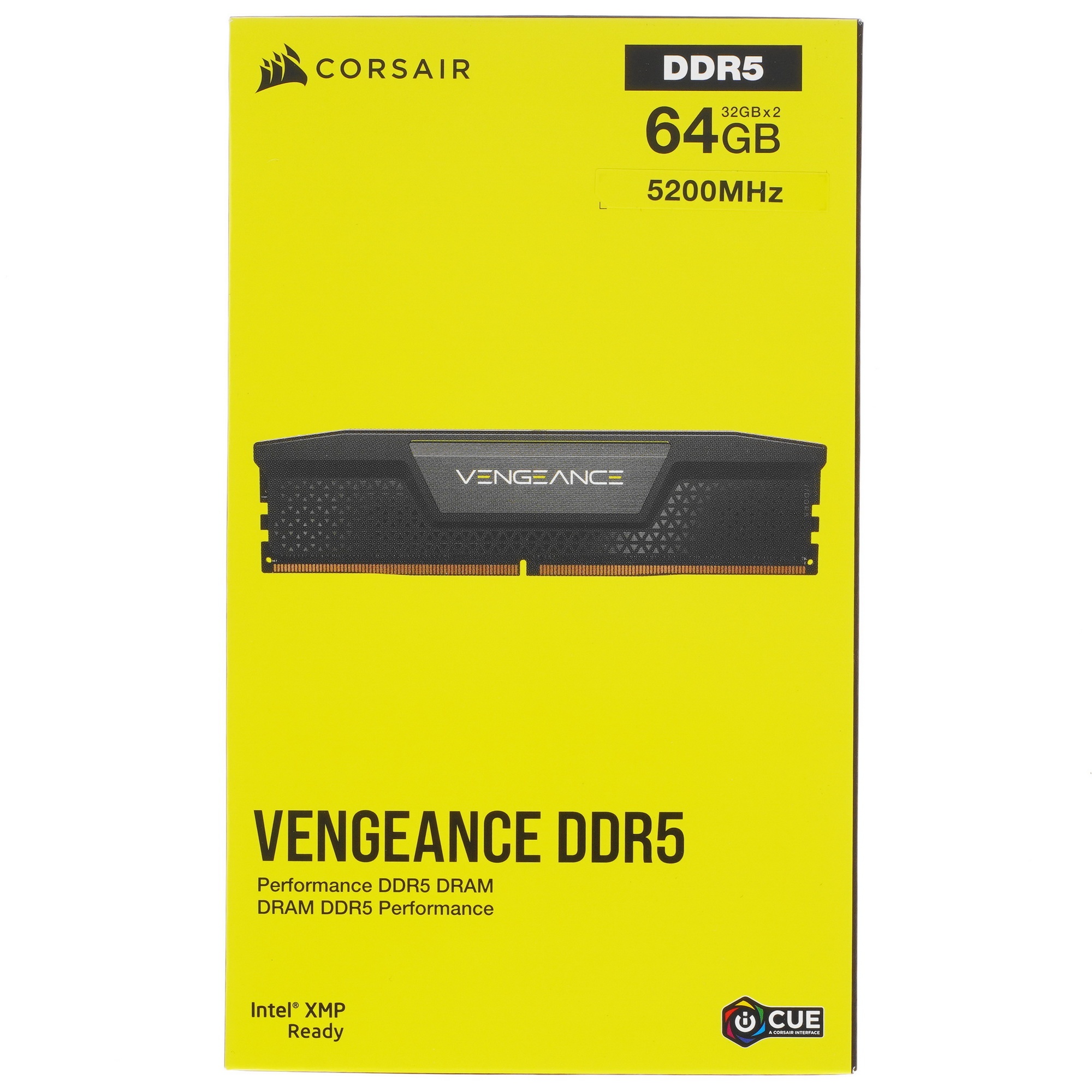 Модуль памяти CORSAIR 64GB 5200МГц DDR5 CL40 DIMM (Kit of 2x32GB) XMP 3.0, Vengeance Black