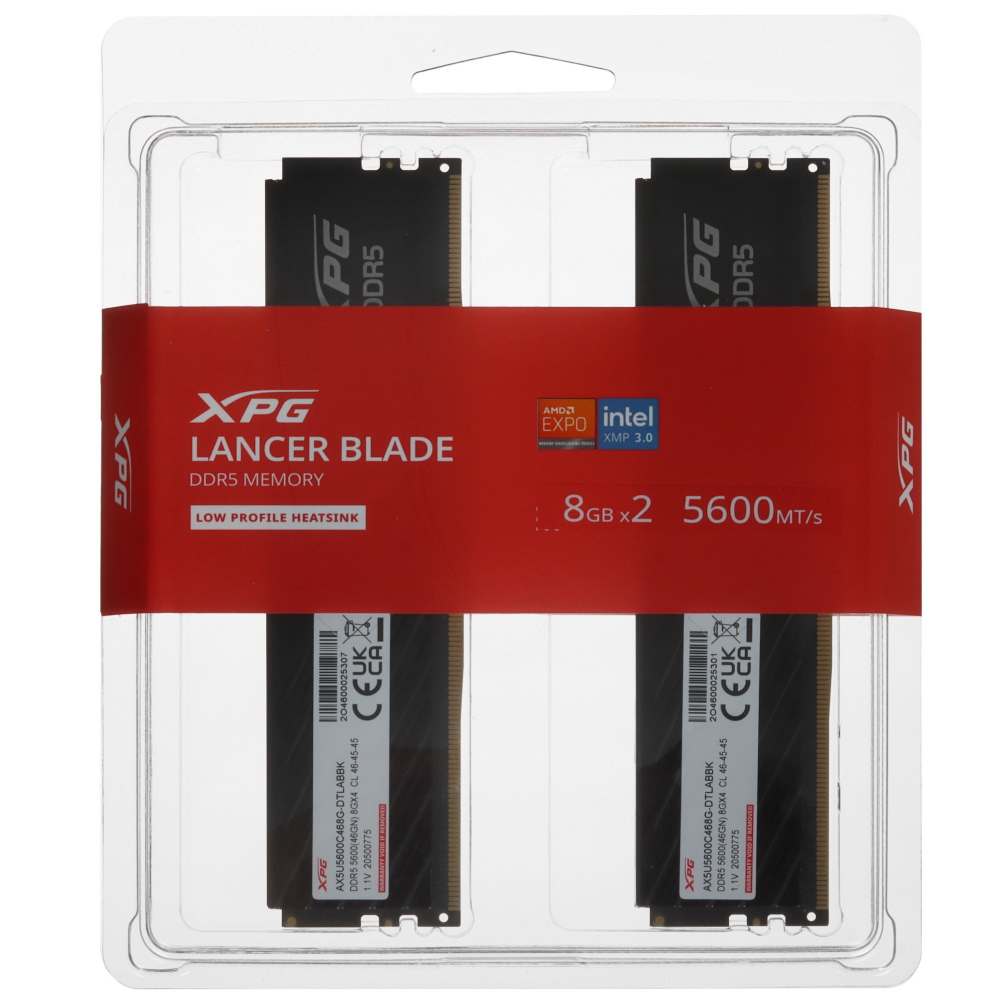 Модуль памяти ADATA 16GB DDR5 5600 DIMM XPG Lancer Blade Black RGB CL 46, Intel XMP 3.0 / AMD EXPO
