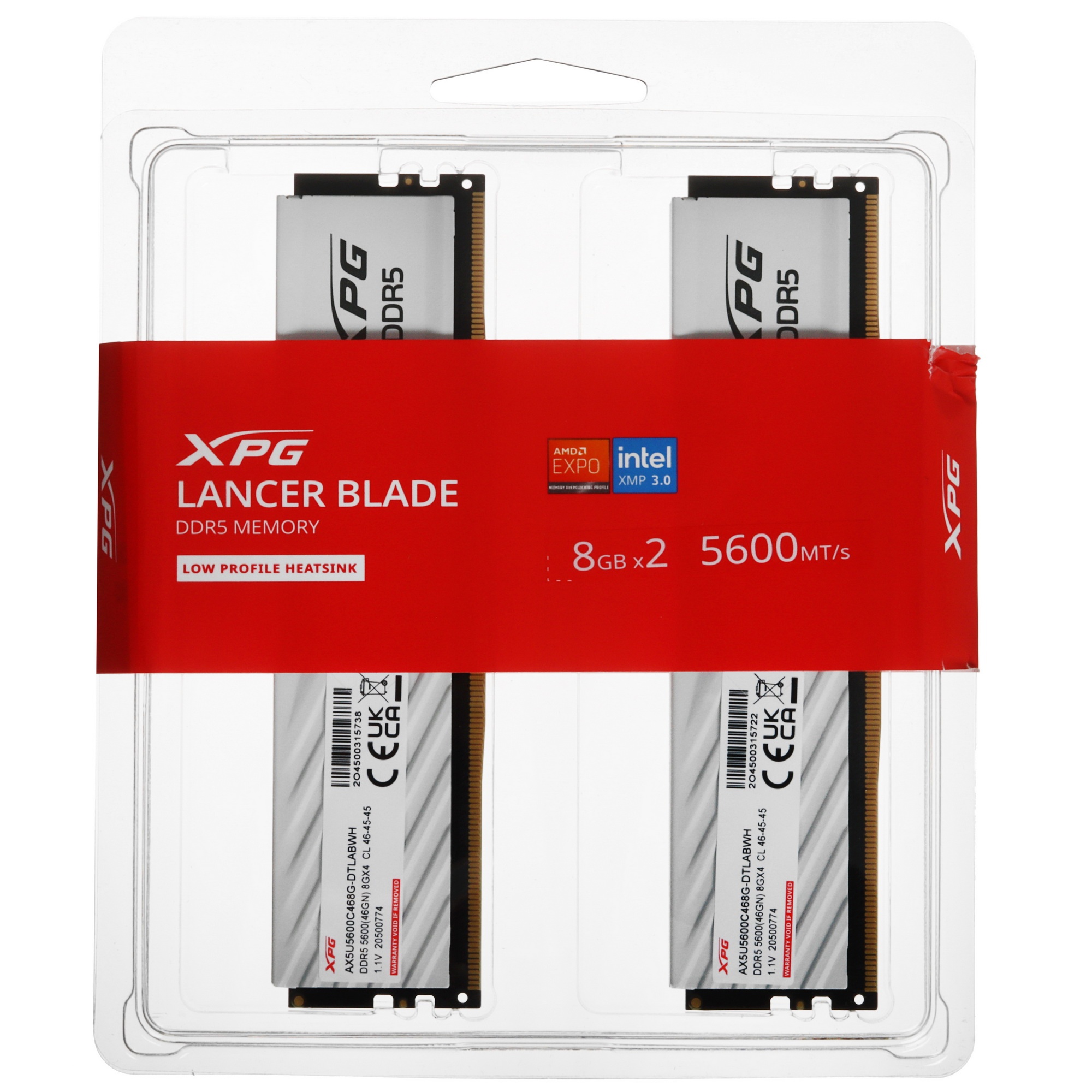 Модуль памяти ADATA 16GB DDR5 5600 DIMM XPG Lancer Blade White RGB CL 46, Intel XMP 3.0 / AMD EXPO