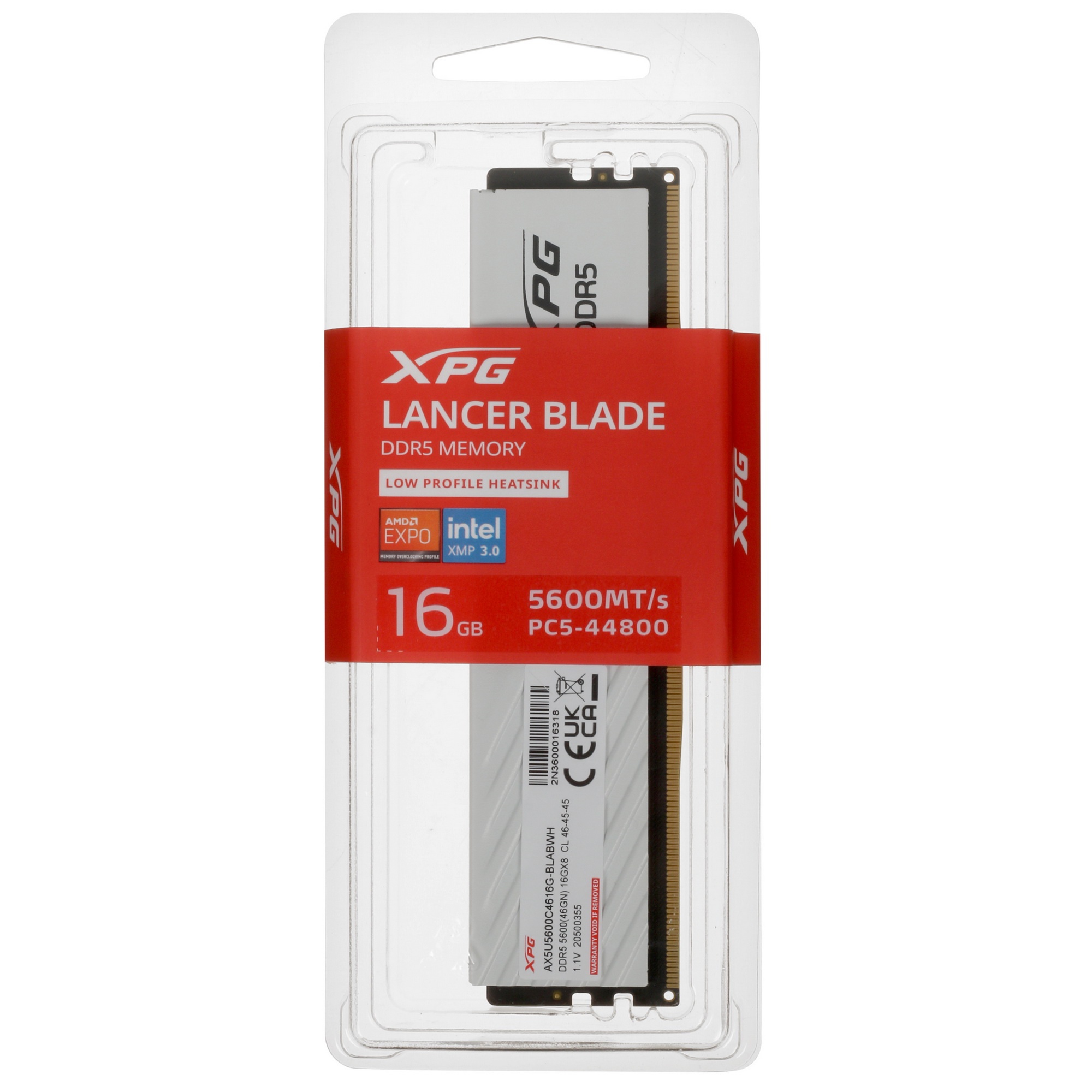 Оперативная память XPG LANCER Blade 16Gb DDR5-5600 AX5U5600C4616G-SLABWH, CL46, 1.1V WHITE ADATA