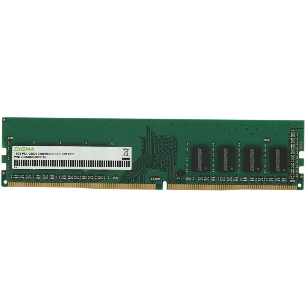 Оперативная память DDR4 16GB 3600MHz Digma DGMAD43600016S RTL PC4-28800 CL18 DIMM 288-pin 1.35В sing