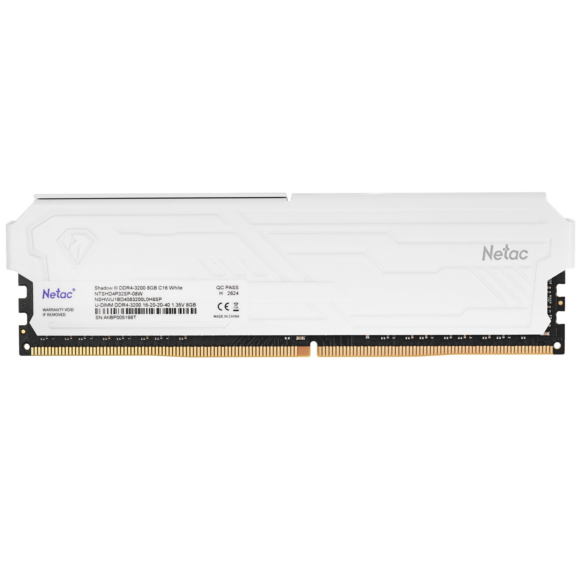 Оперативная память Netac DDR4 8Gb 3200Mhz DIMM PC25600,  Shadow III, CL16 с радивтором
