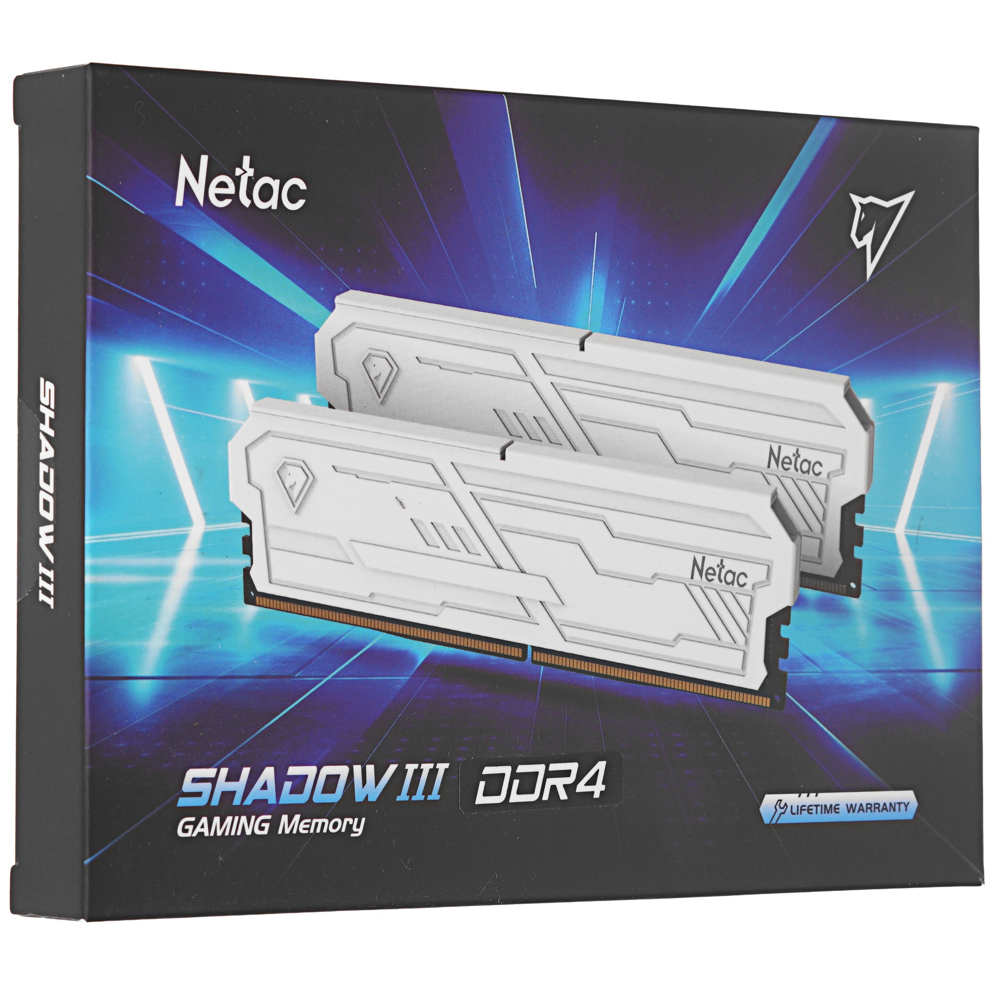 Оперативная память Netac DDR4 Shadow III Wgite 16Gb, 2666Mhz, [NTSHD4P26DP-16W] CL19, с радиатором