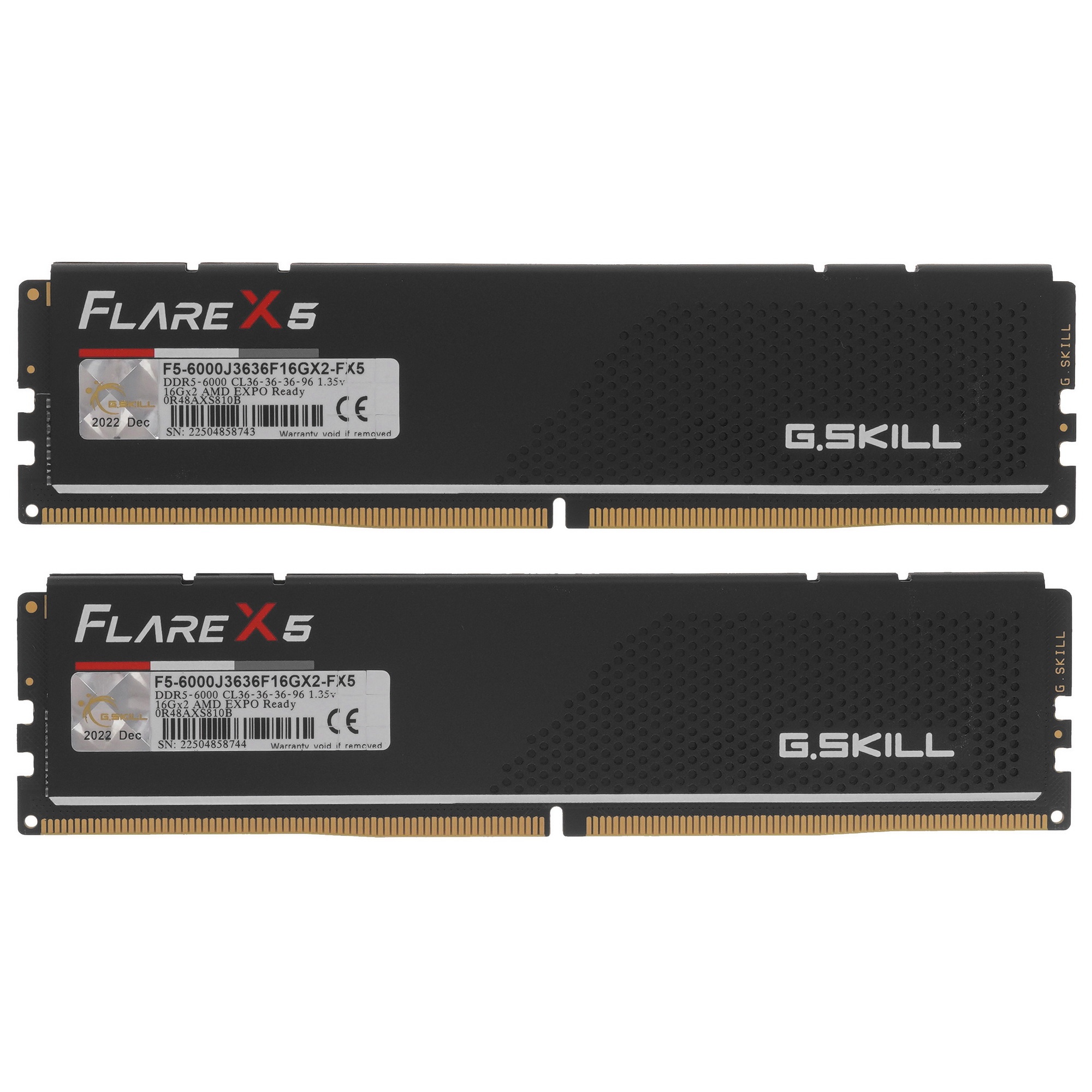 Оперативная память G.Skill FLARE X5, DDR5, 32GB (2x16GB), 6000 MHz, CL36, с радиатором, чёрный
