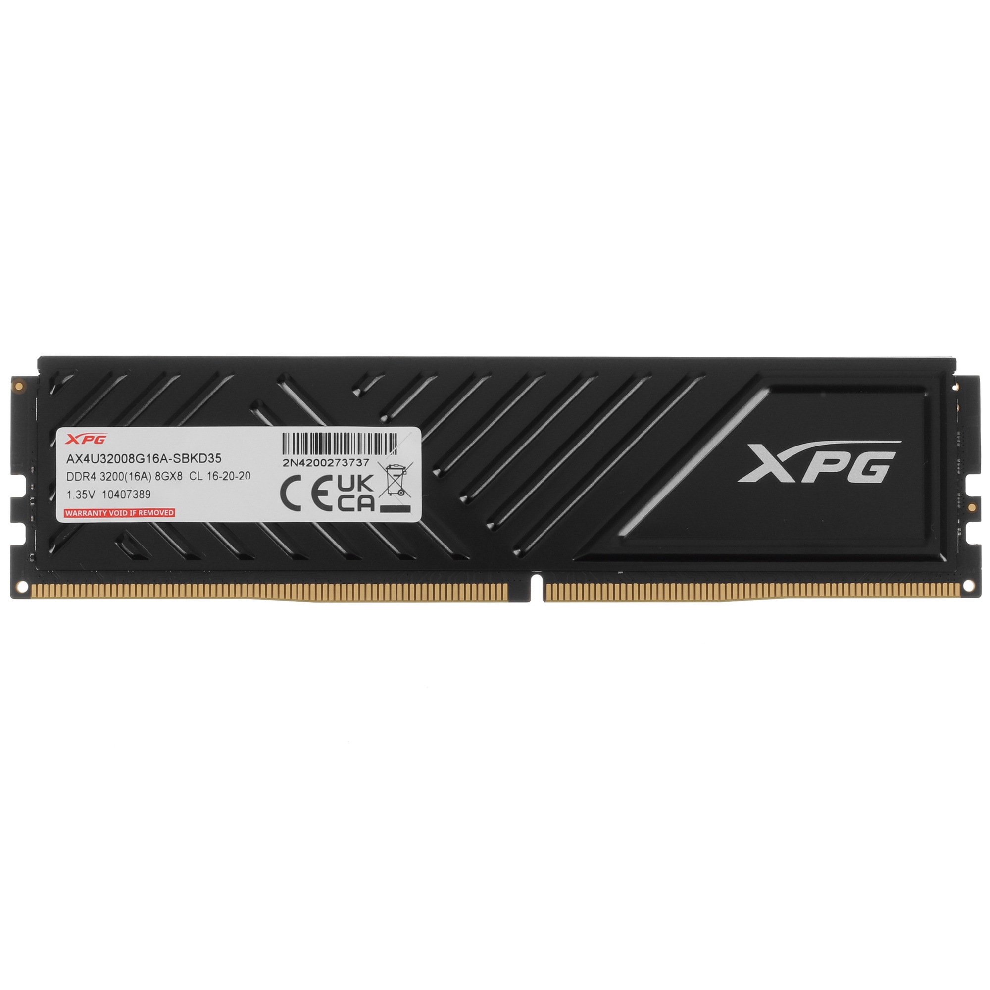 Оперативная память XPG Gammix D35, DDR4, 8GB (1x8GB), 3200MHz, CL16, UDIMM, с радиатором, черный
