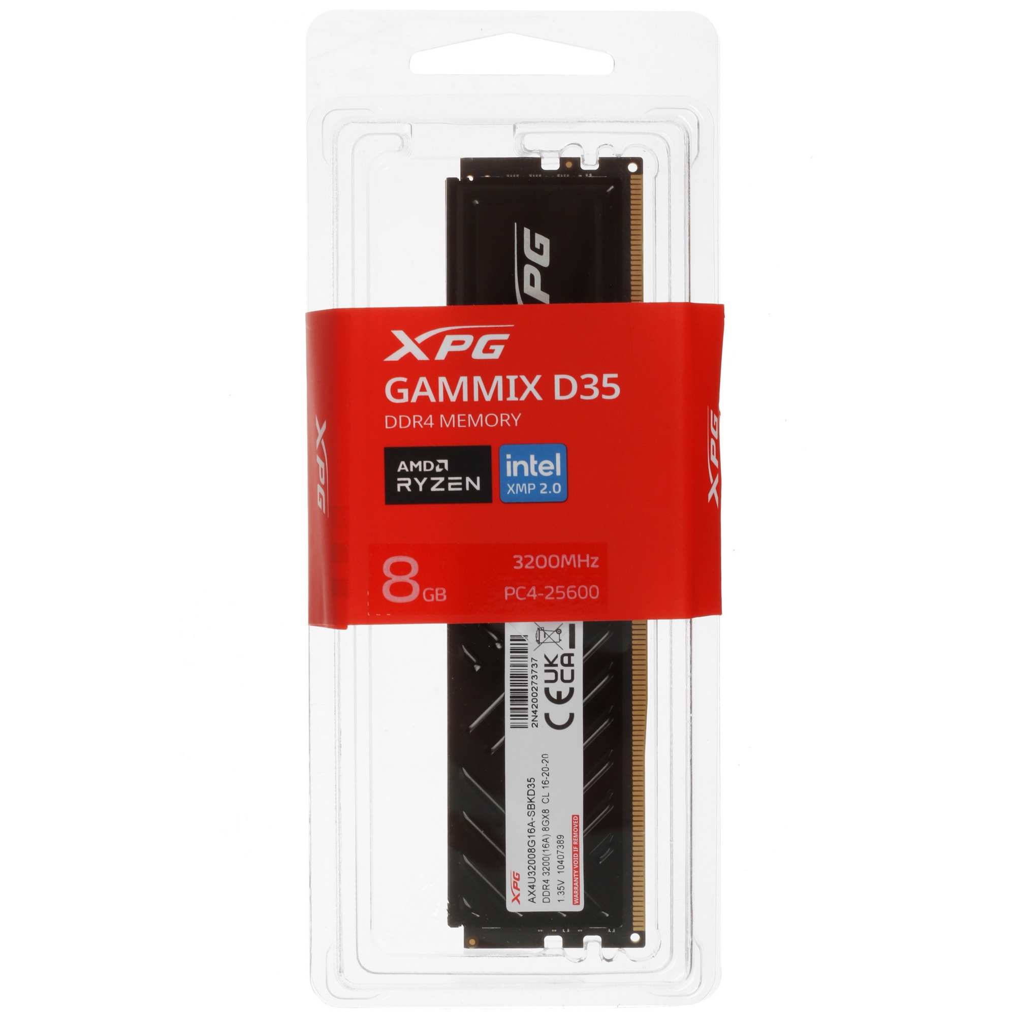 Оперативная память XPG Gammix D35, DDR4, 8GB (1x8GB), 3200MHz, CL16, UDIMM, с радиатором, черный
