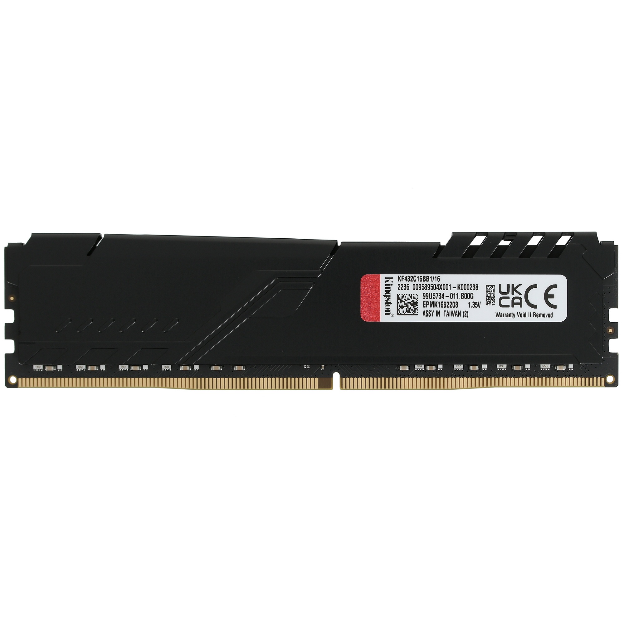 Оперативная память Kingston Fury Beast, DDR4, 16GB (1x16GB), 3200MHz, CL16, с радиатором, чёрный