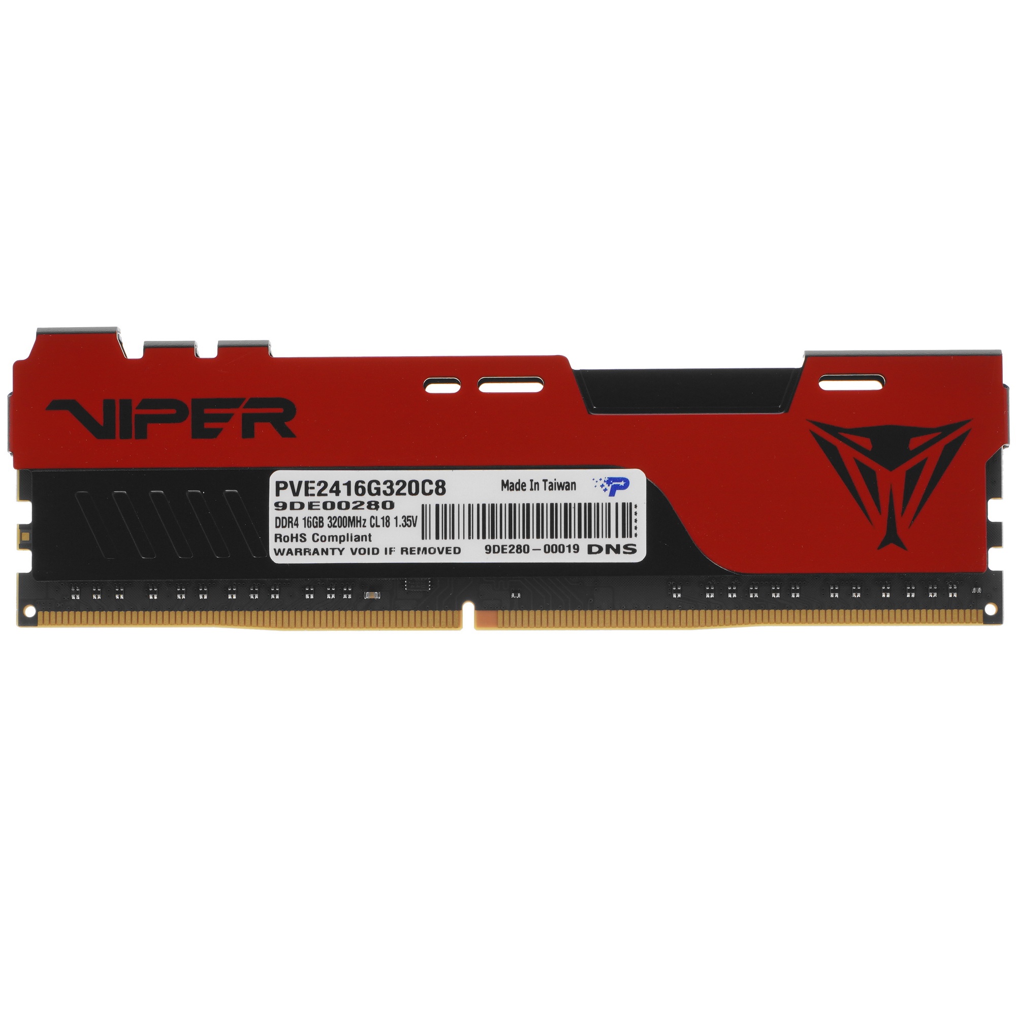 Оперативная память Patriot Viper Elite II, DDR4, 16GB (1x16 GB), 3200 MHz, CL18, радиатор, красный,