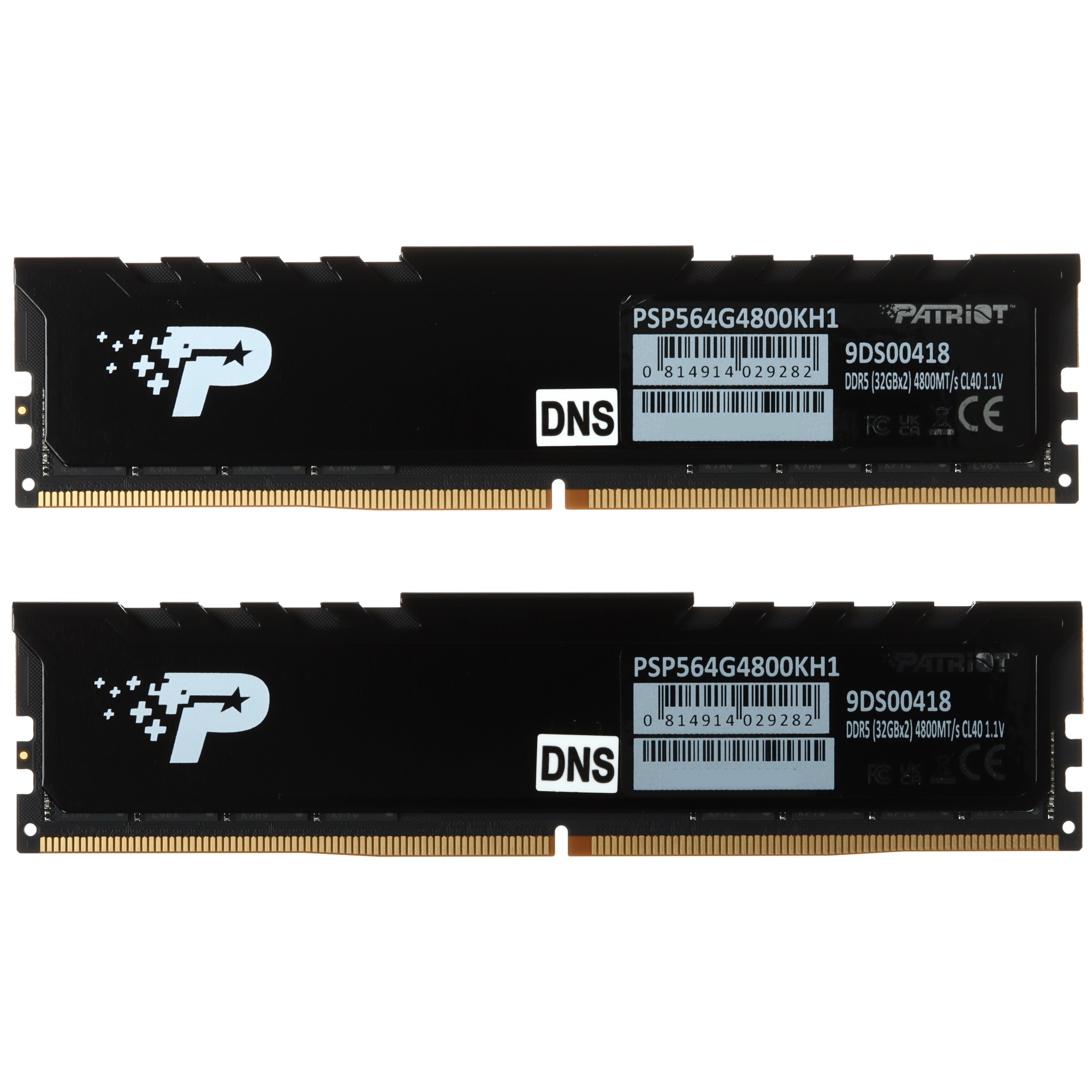 Оперативная память Patriot Signature Premium, DDR5, 64GB (2x32 GB), 4800 MHz, CL40, радиатор, черный