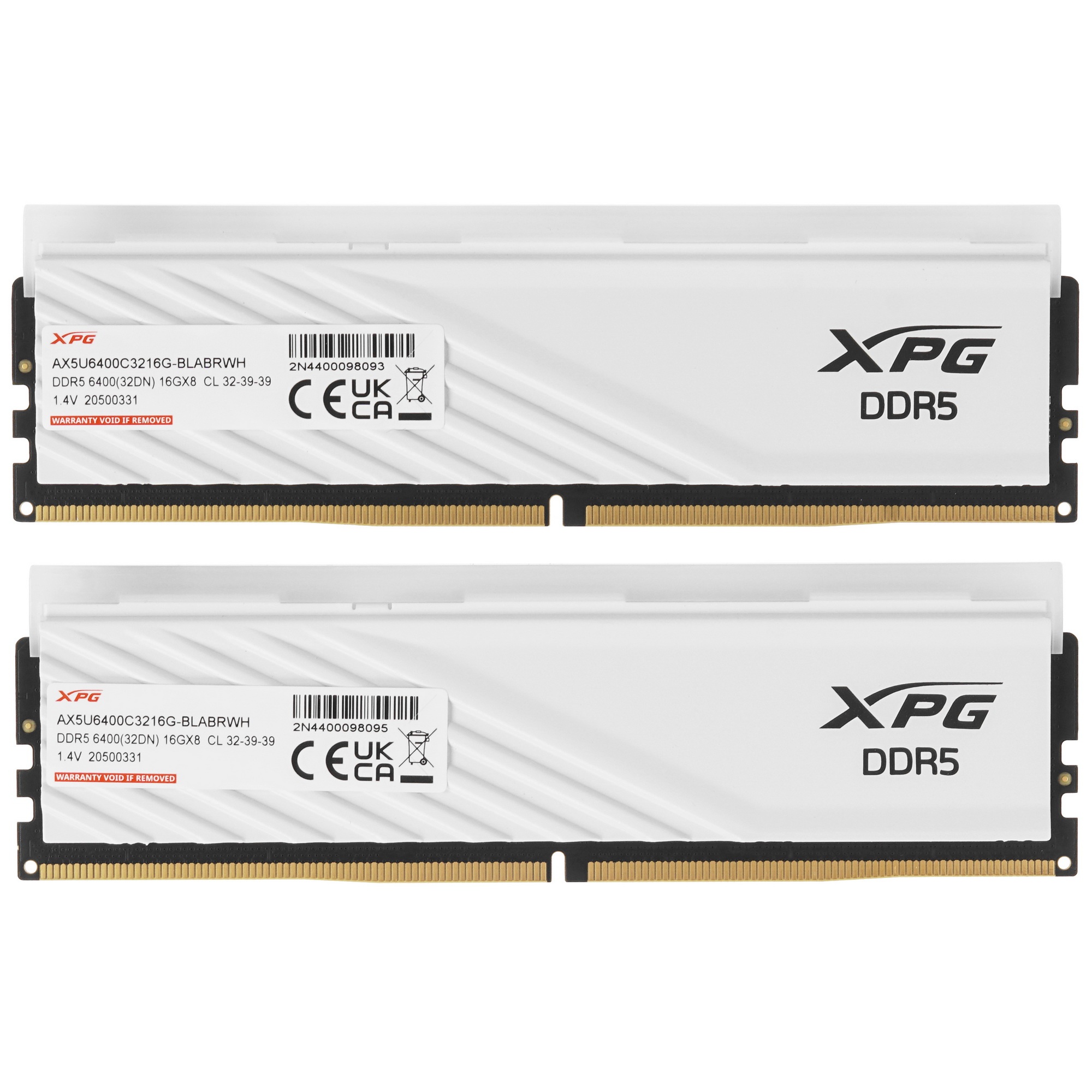 Оперативная память XPG Lancer Blade, DDR5, 32GB (2x16GB), 6400MHz, CL32, с радиаторами, RGB, белый