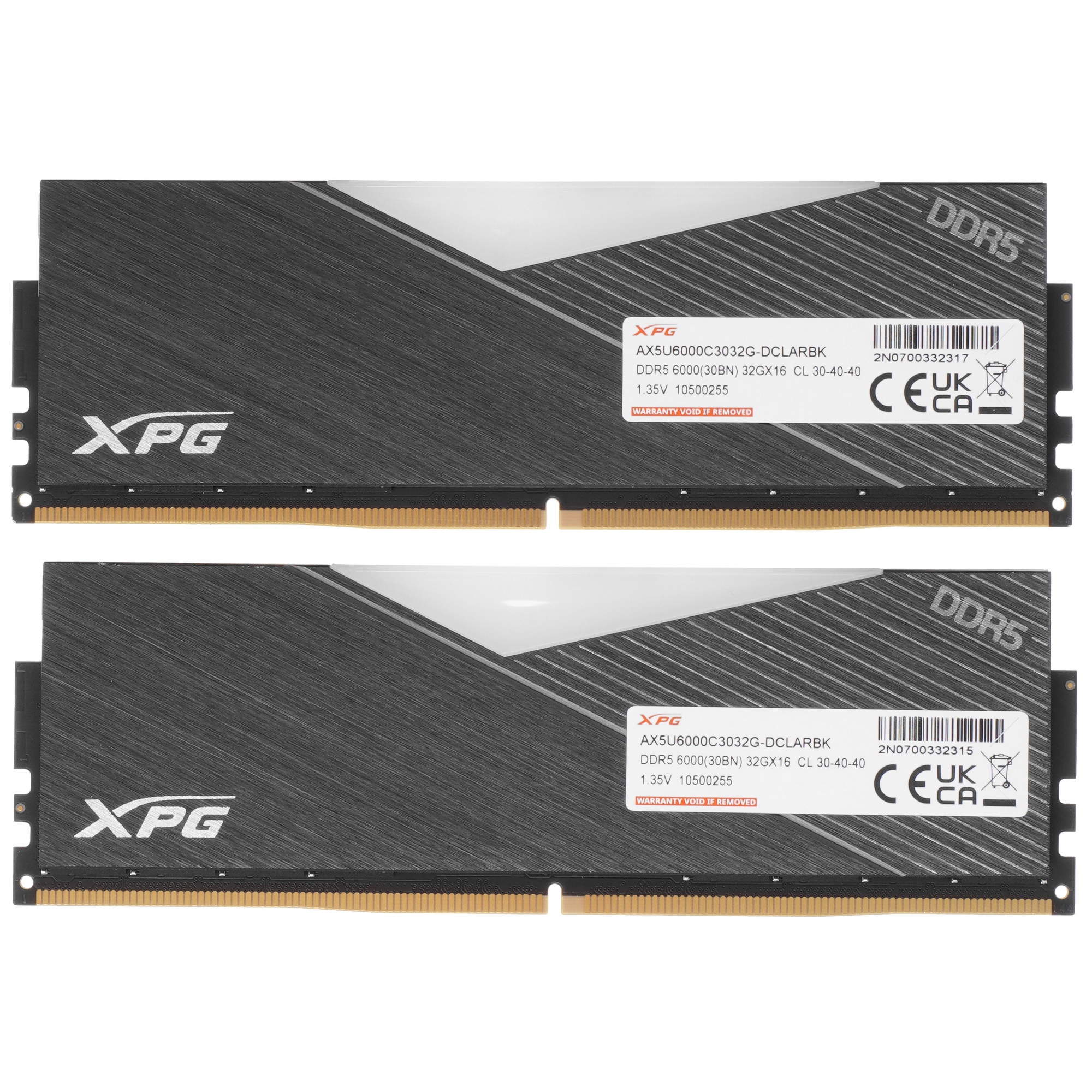 Оперативная память XPG Lancer RGB, DDR5, 64GB (2x32GB), 6000MHz, CL30, с радиаторами, RGB, черный