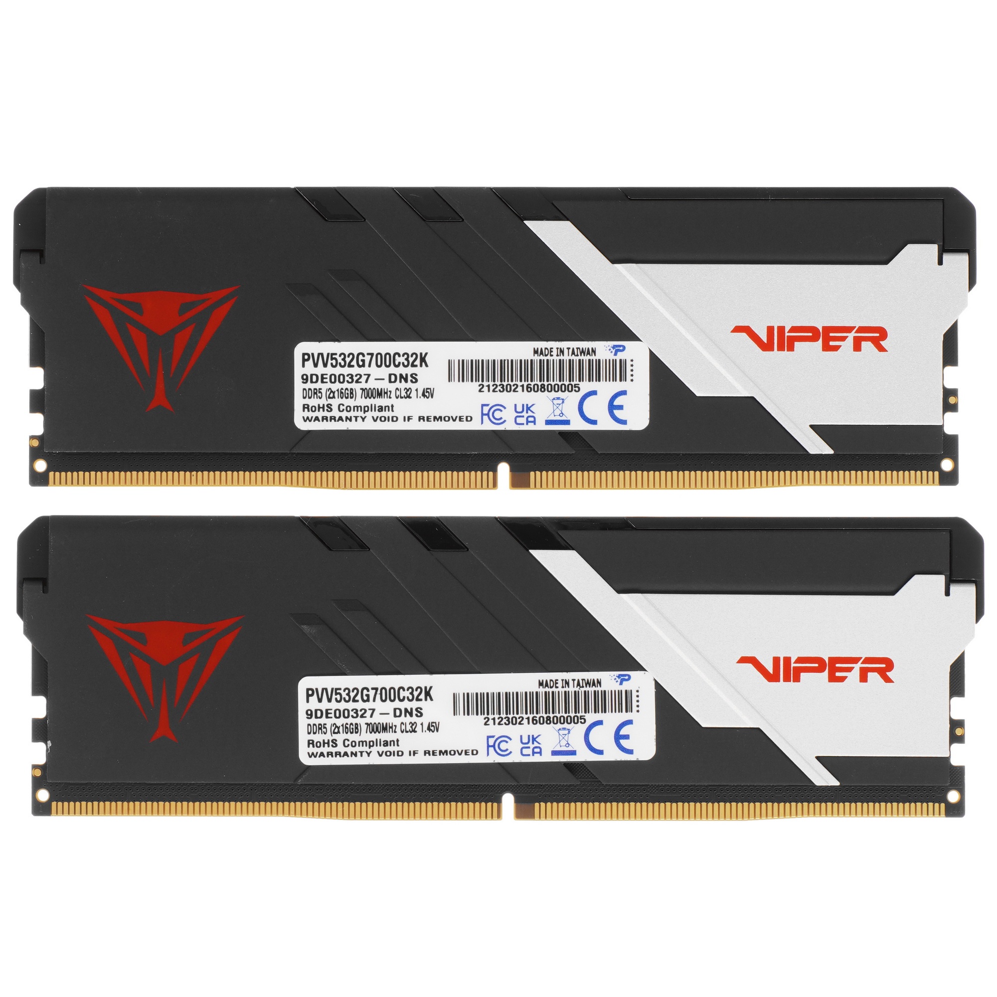Оперативная память Patriot Viper Venom, DDR5, 32GB (2x16GB), 7000MHz, CL32, с радиатором, черный