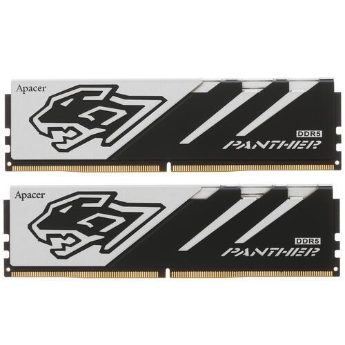 Оперативная память Apacer Panther, DDR5, 32GB (2x16GB), 6400MHz, CL32, DIMM, с радиатором, серебрист
