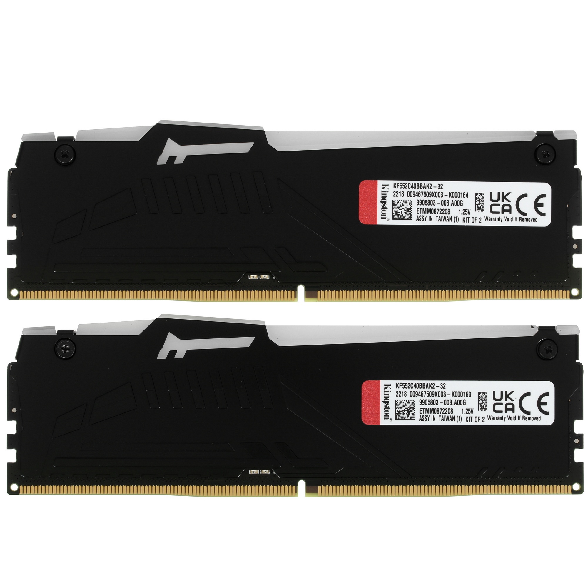 Оперативная память Kingston Fury Beast, DDR5, 32GB (2x16GB), 5200MHz, CL40, с радиаторами, RGB, черн