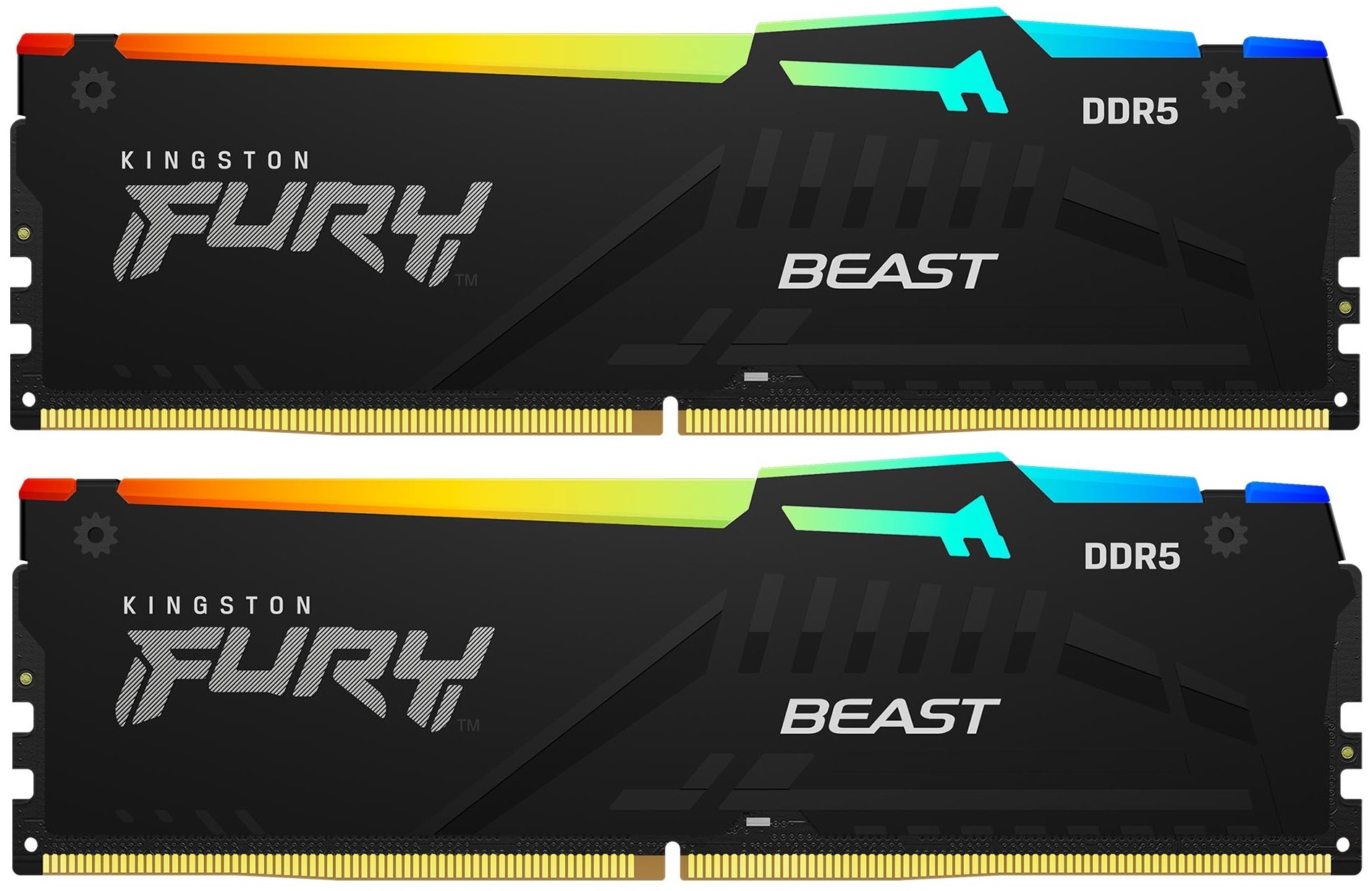 Оперативная память Kingston Fury Beast, DDR5, 32GB (2x16GB), 5200MHz, CL40, с радиаторами, RGB, черн