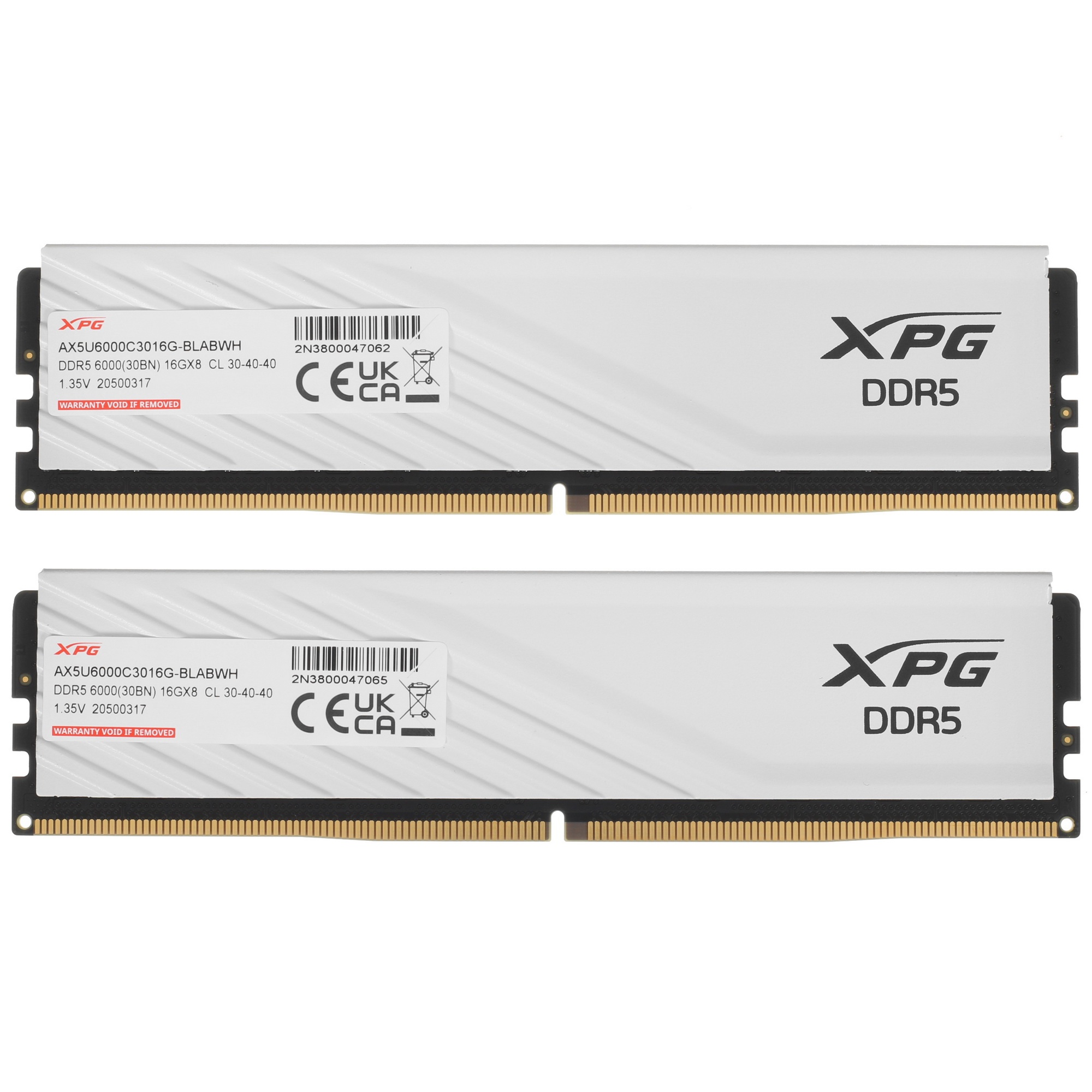 Оперативная память XPG Lancer Blade, DDR5, 32GB (2x16GB), 6000MHz, CL30, с радиаторами, белый