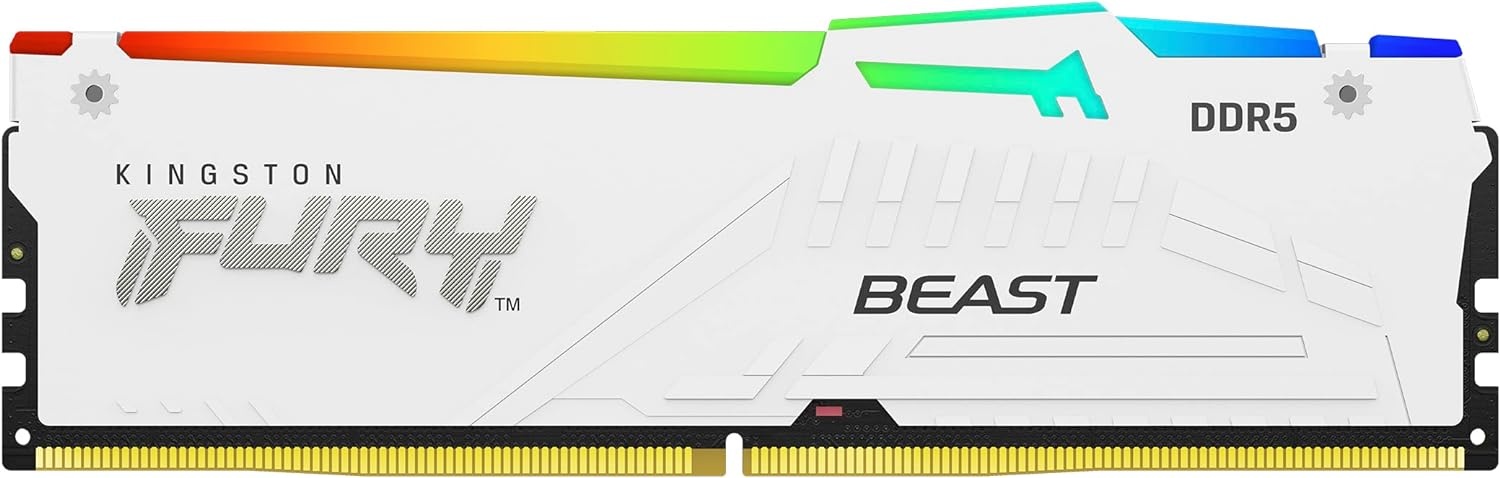 Оперативная память Kingston Fury Beast, DDR5, 16GB (1x16GB), 6000MHz, CL36, с радиатором, RGB, белый