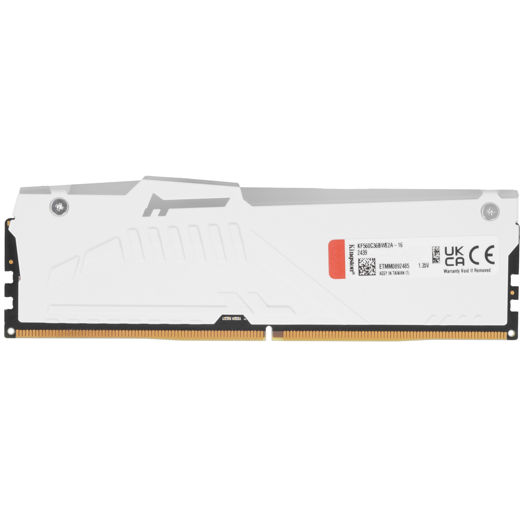 Оперативная память Kingston Fury Beast, DDR5, 16GB (1x16GB), 6000MHz, CL36, с радиатором, RGB, белый
