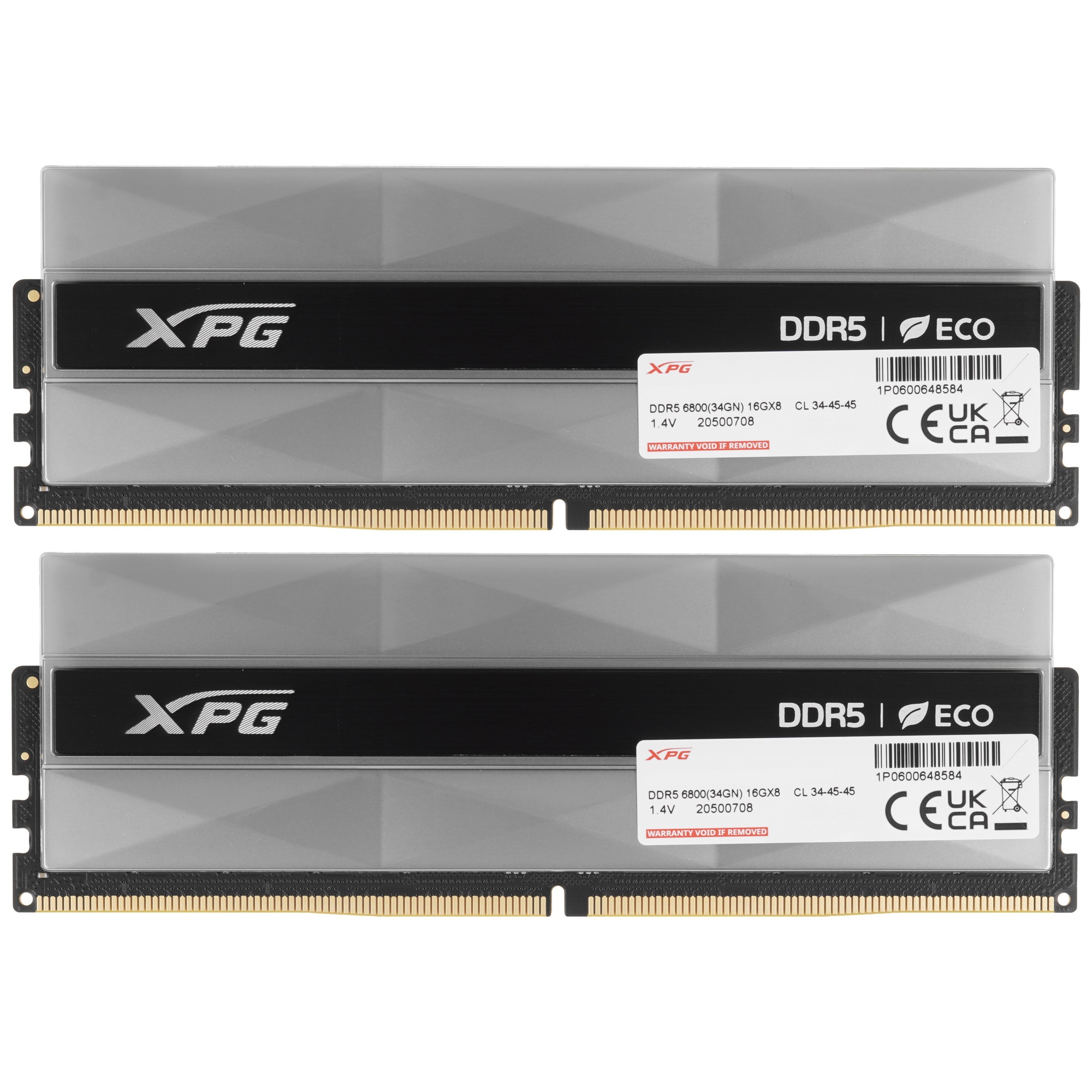 Оперативная память XPG Lancer NEON, DDR5, 32GB (2x16GB), 6800MHz, CL34, с радиаторами, RGB, серый