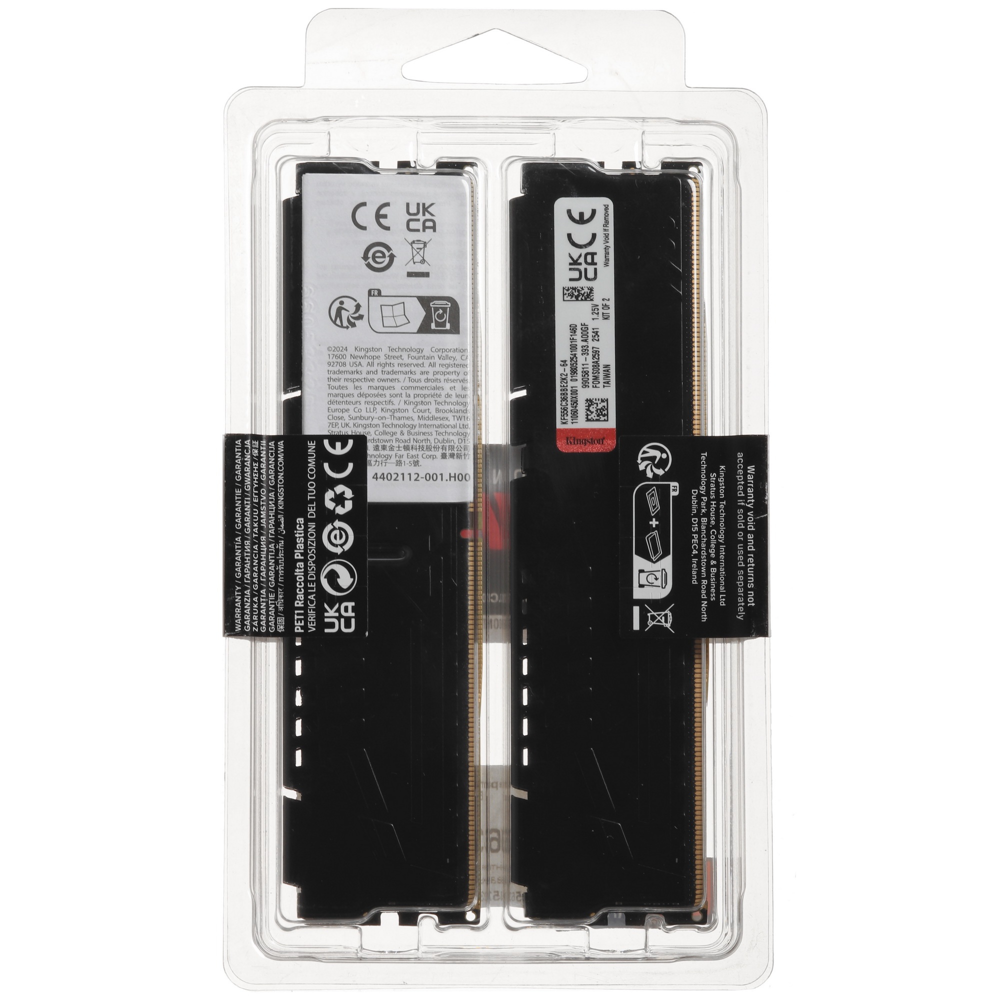 Память оперативная Kingston 64GB 5600MT/s DDR5 CL36 DIMM (Kit of 2) FURY Beast Black