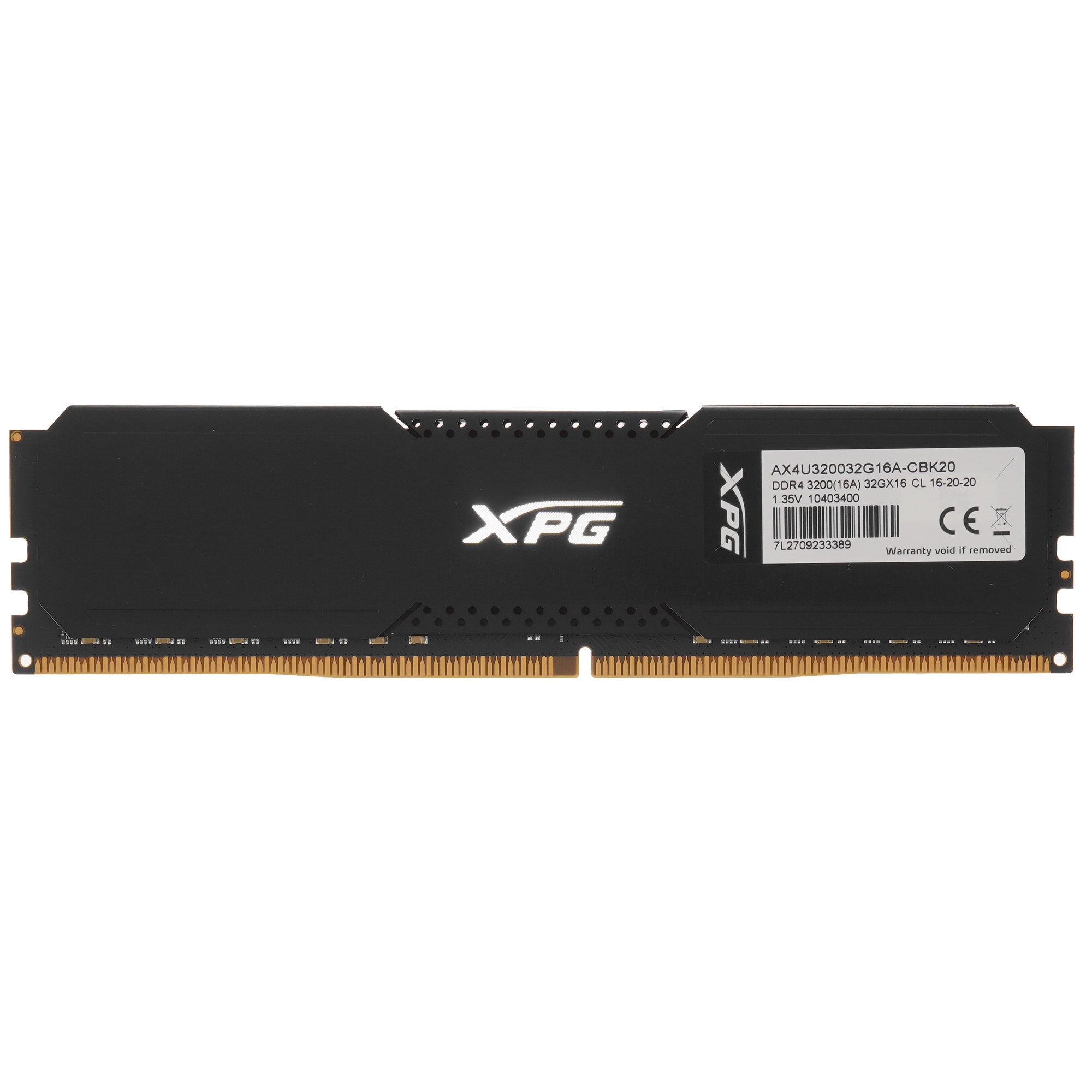 Оперативная память XPG Gammix D20, DDR4, 32GB (1x32 GB), 3200 MHz, CL16, DIMM, радиатор, черный