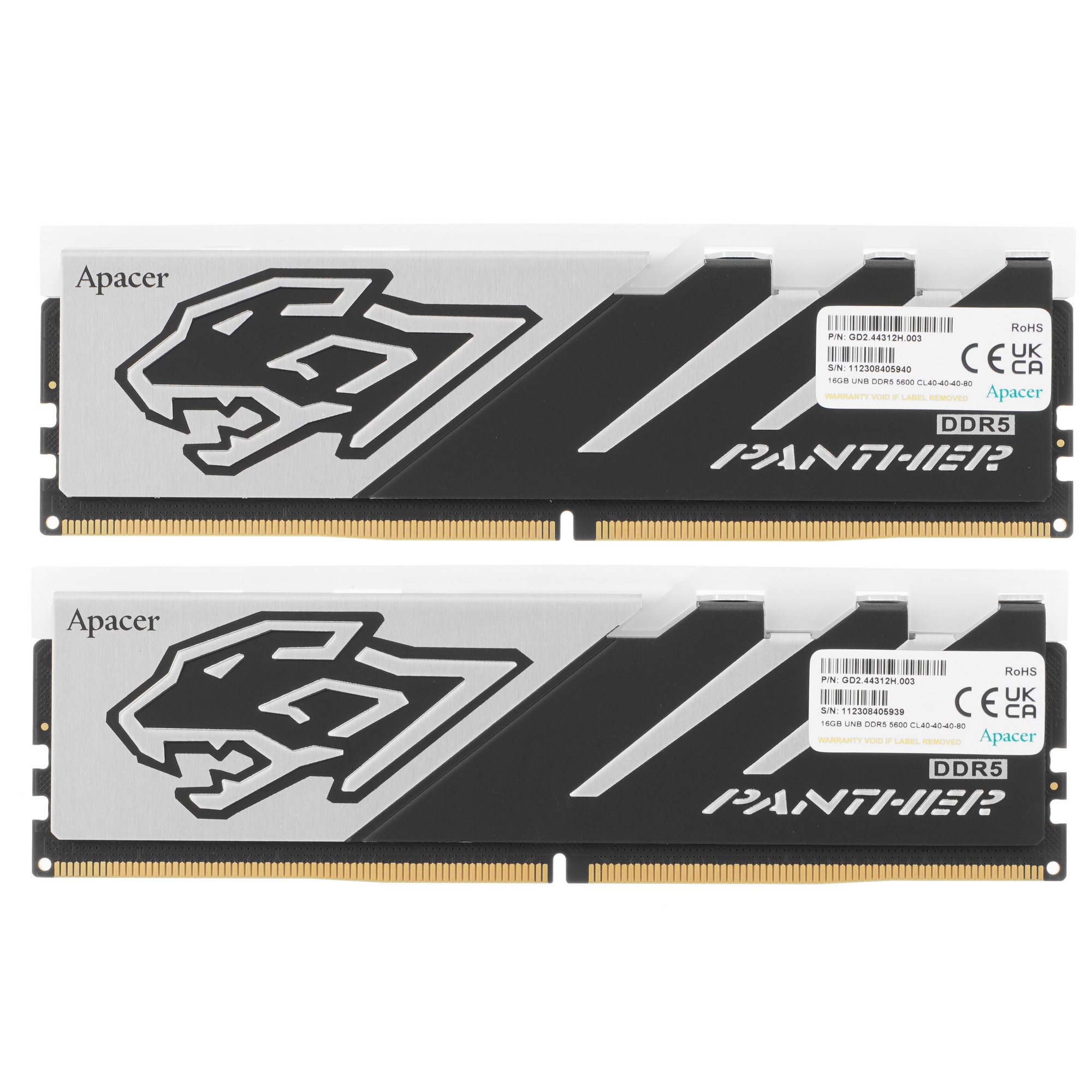 Оперативная память Apacer DDR5 32GB 5600MHz DIMM Panther RGB Gaming Memory CL40 1.25V Kit (2x16GB) (