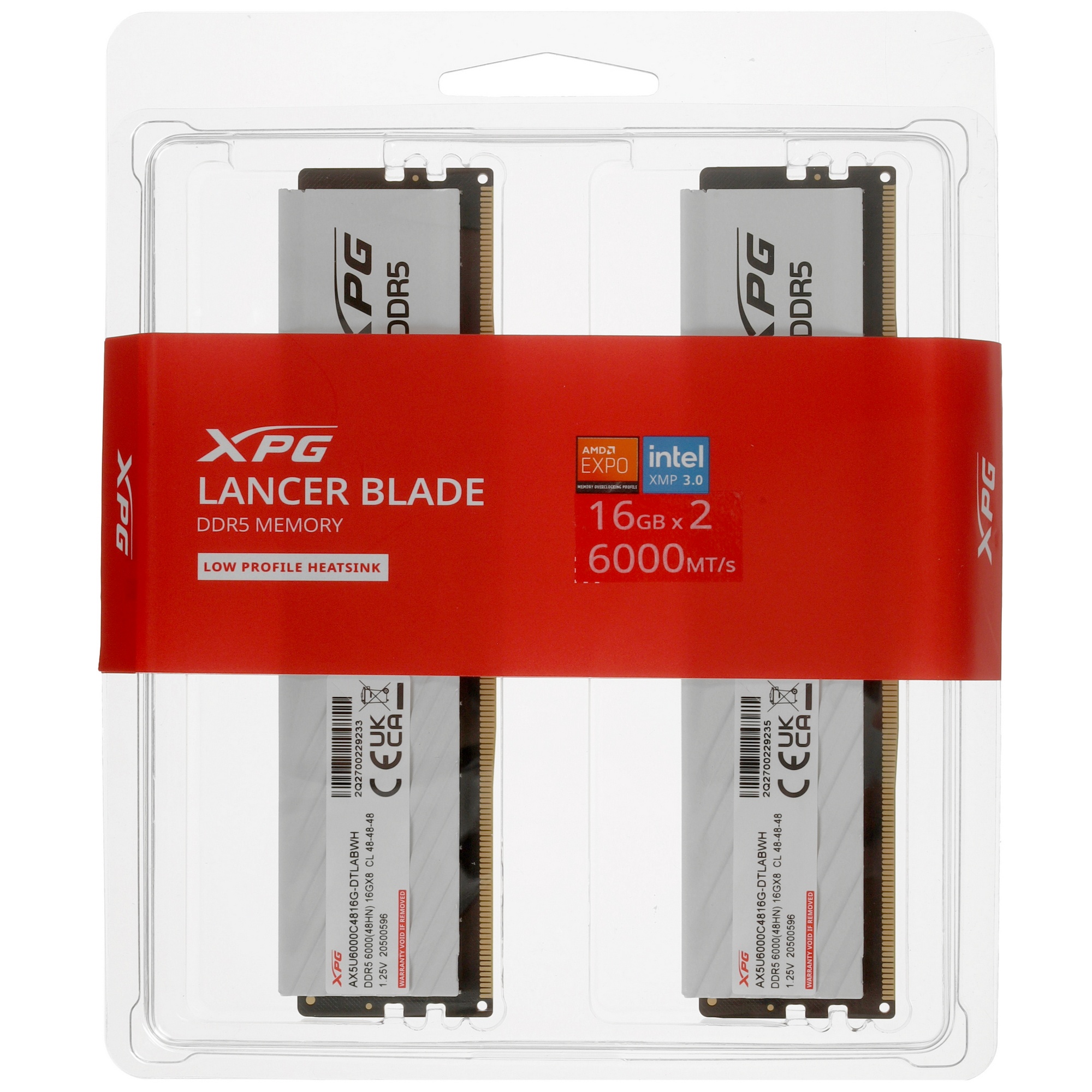 Модуль памяти ADATA 32GB DDR5 6000 UDIMM LANCER BLADE AX5U6000C4816G-DTLABWH Non-ECC, CL48-48-48, ki