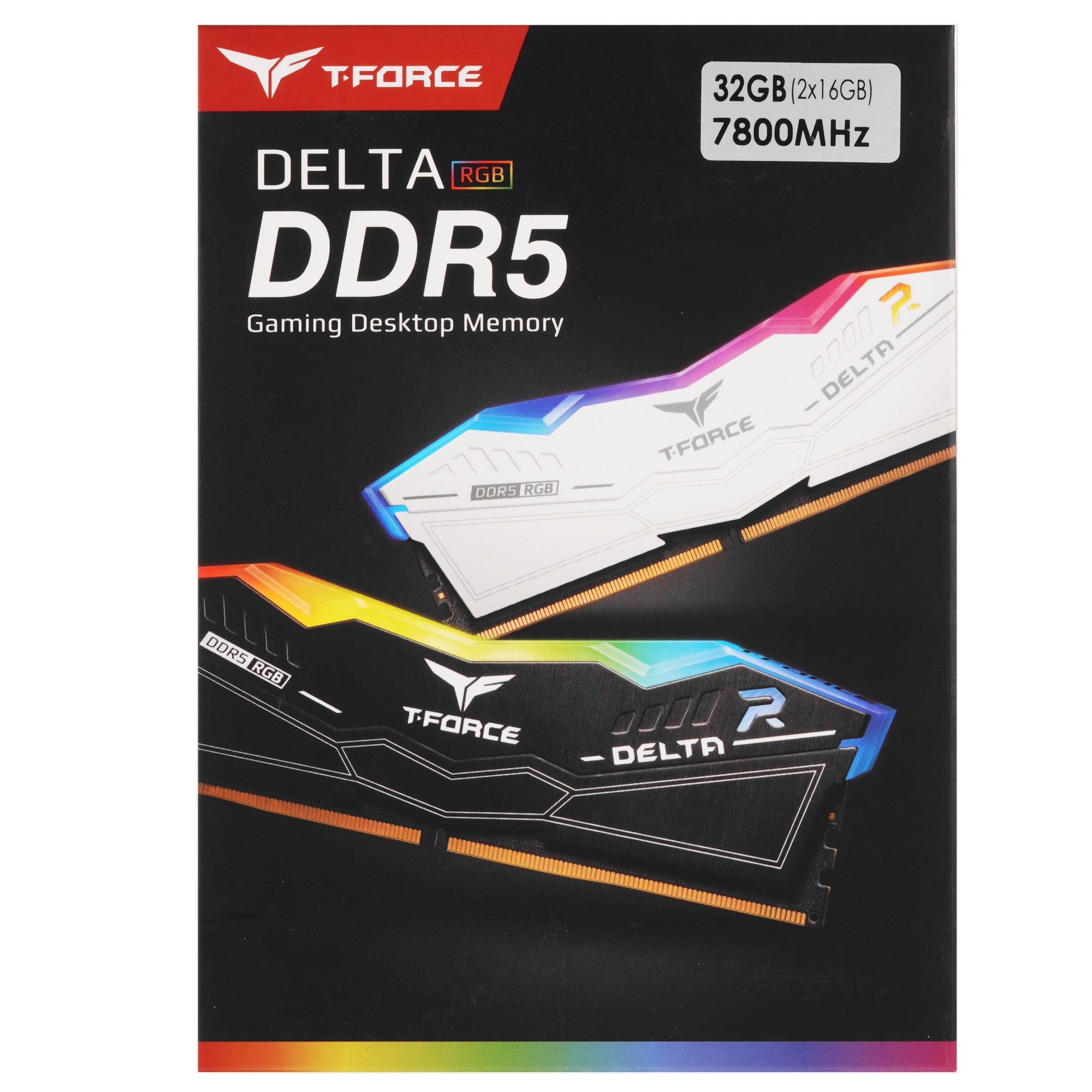 Модуль памяти DDR5 TEAMGROUP T-Force Delta RGB 32GB (2x16GB) 7800MHz CL38 (38-48-48-84) 1.4V / FF4D532G7800HC38DDC01 / White