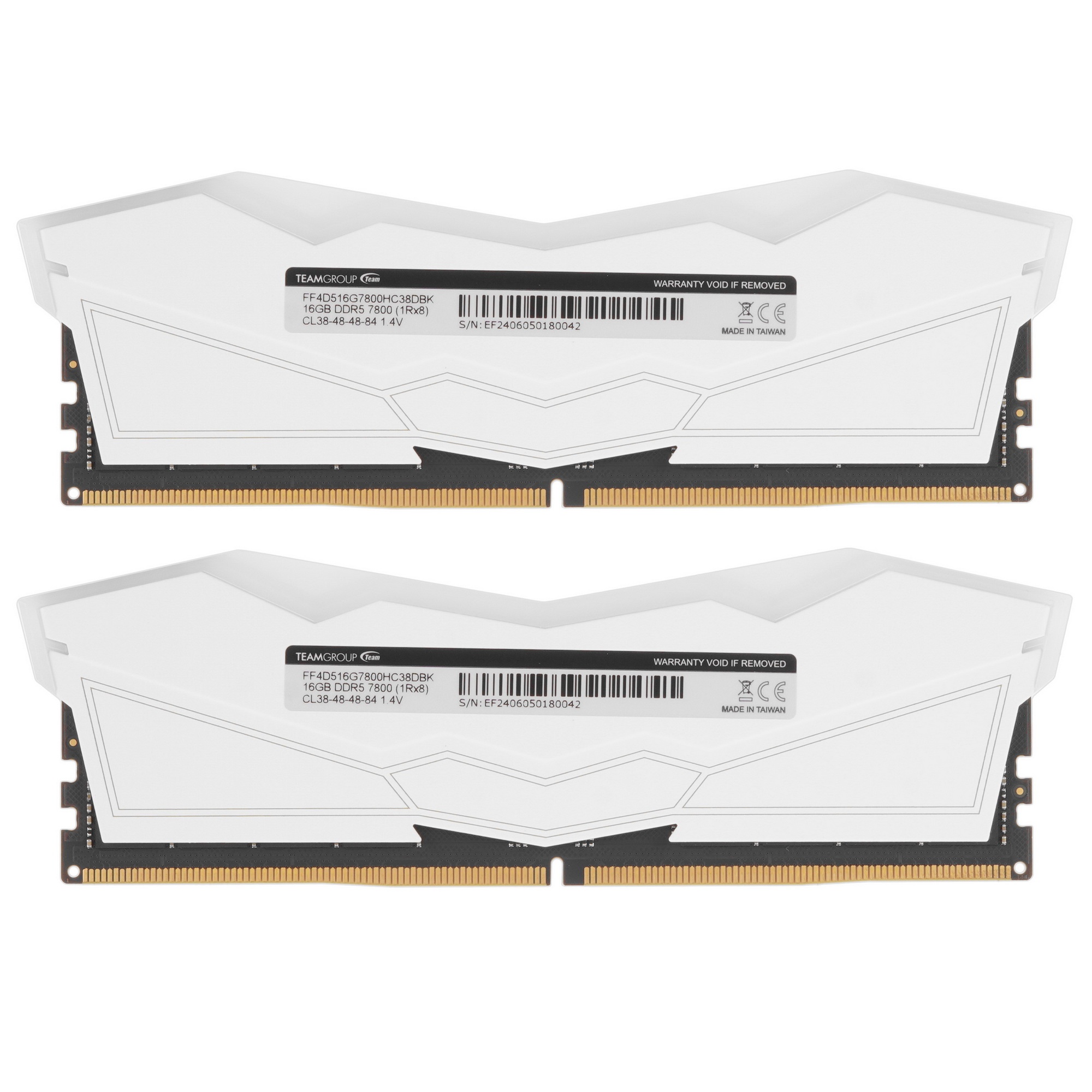 Модуль памяти DDR5 TEAMGROUP T-Force Delta RGB 32GB (2x16GB) 7800MHz CL38 (38-48-48-84) 1.4V / FF4D532G7800HC38DDC01 / White