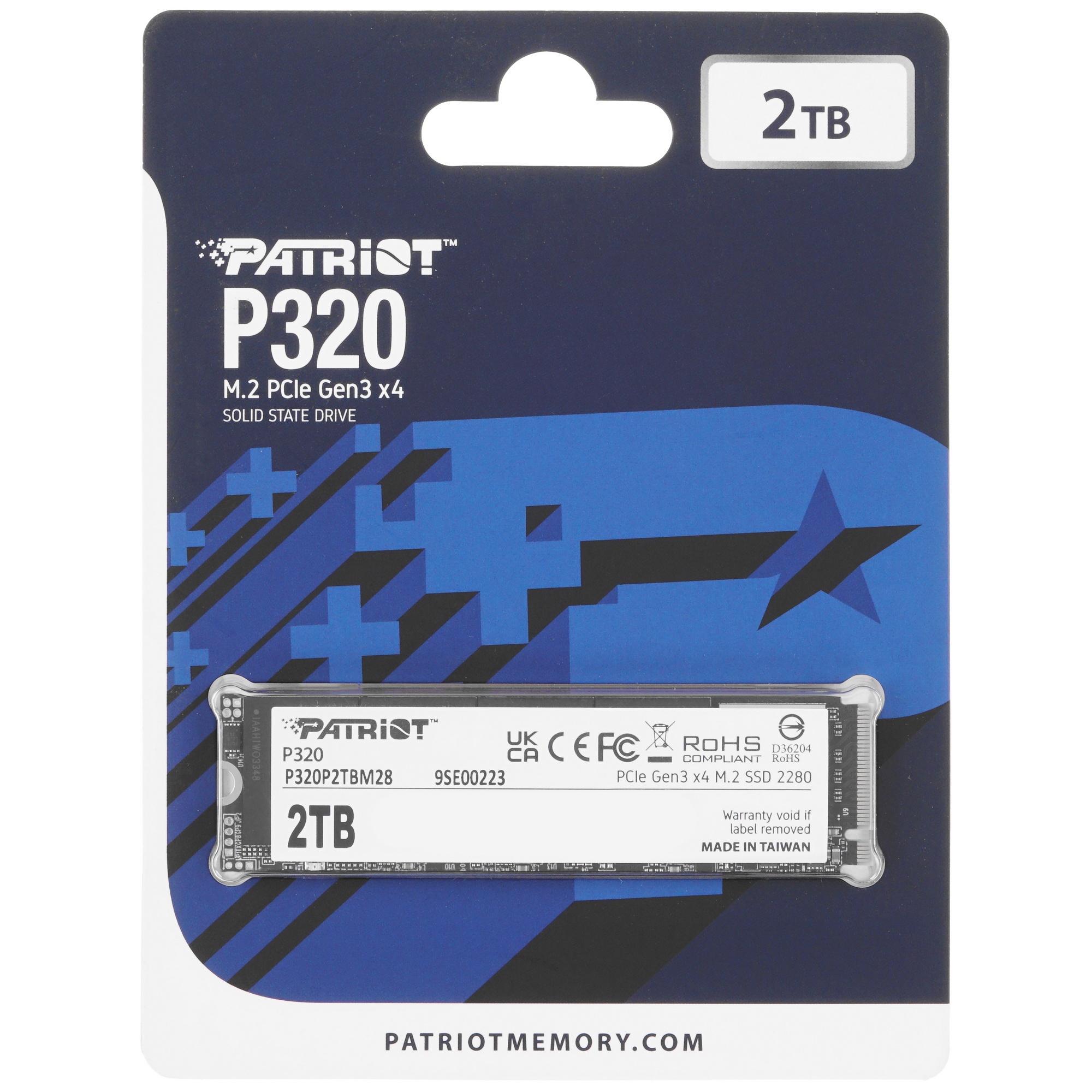 SSD накопитель Patriot P320 2ТБ, M.2 2280, NVMe, R/W 3000MB/2200MB/s