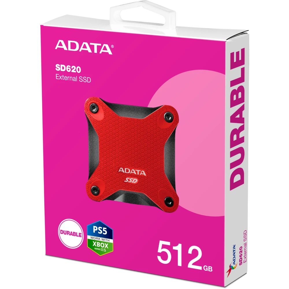 Внешний накопитель SSD 512GB A-DATA SD620, External, USB 3.2, [R/W -550/500 MB/s] красный