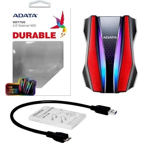 Внешний жесткий диск 2.5"; 1TB ADATA HD770G [AHD770G-1TU32G1-CRD] USB 3.2 Gen 1, RGB, Military-grade