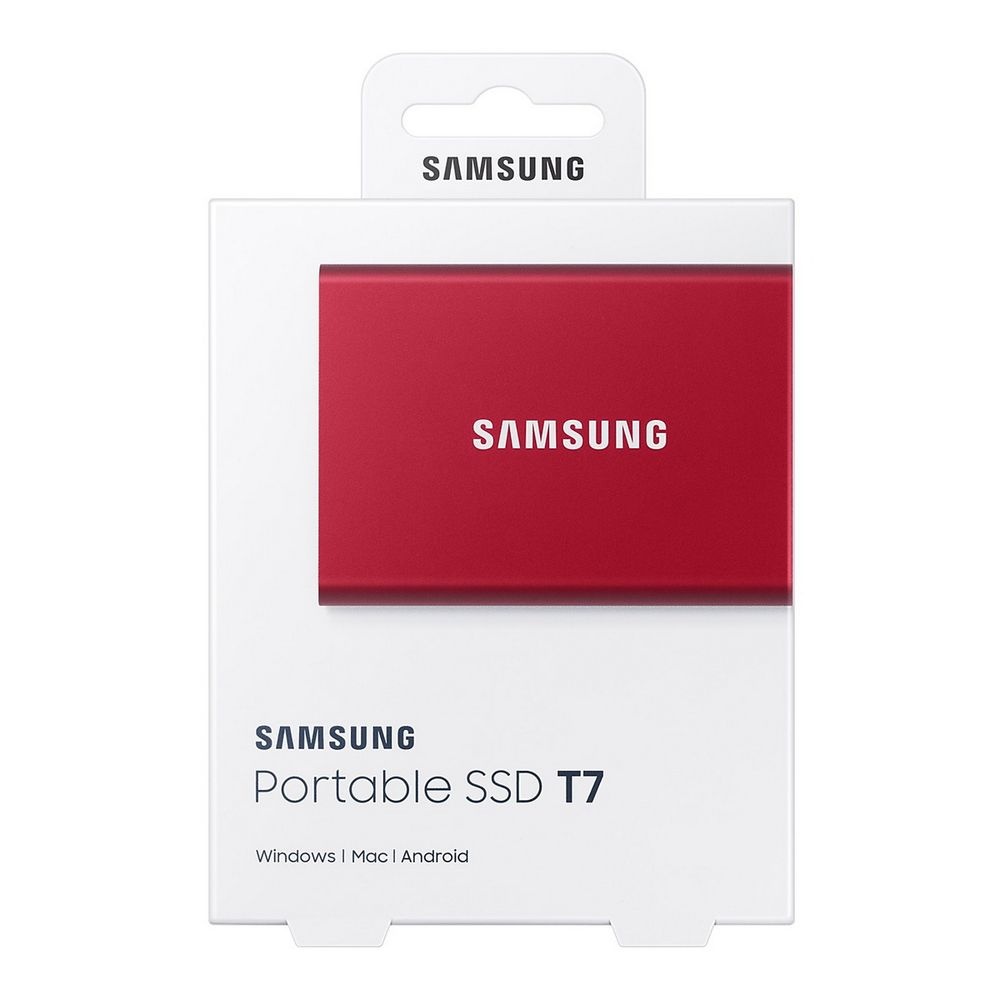 Твердотельный накопитель Samsung SSD 2TB T7, USB Type-C, R/W 1000/1050MB/s, красный