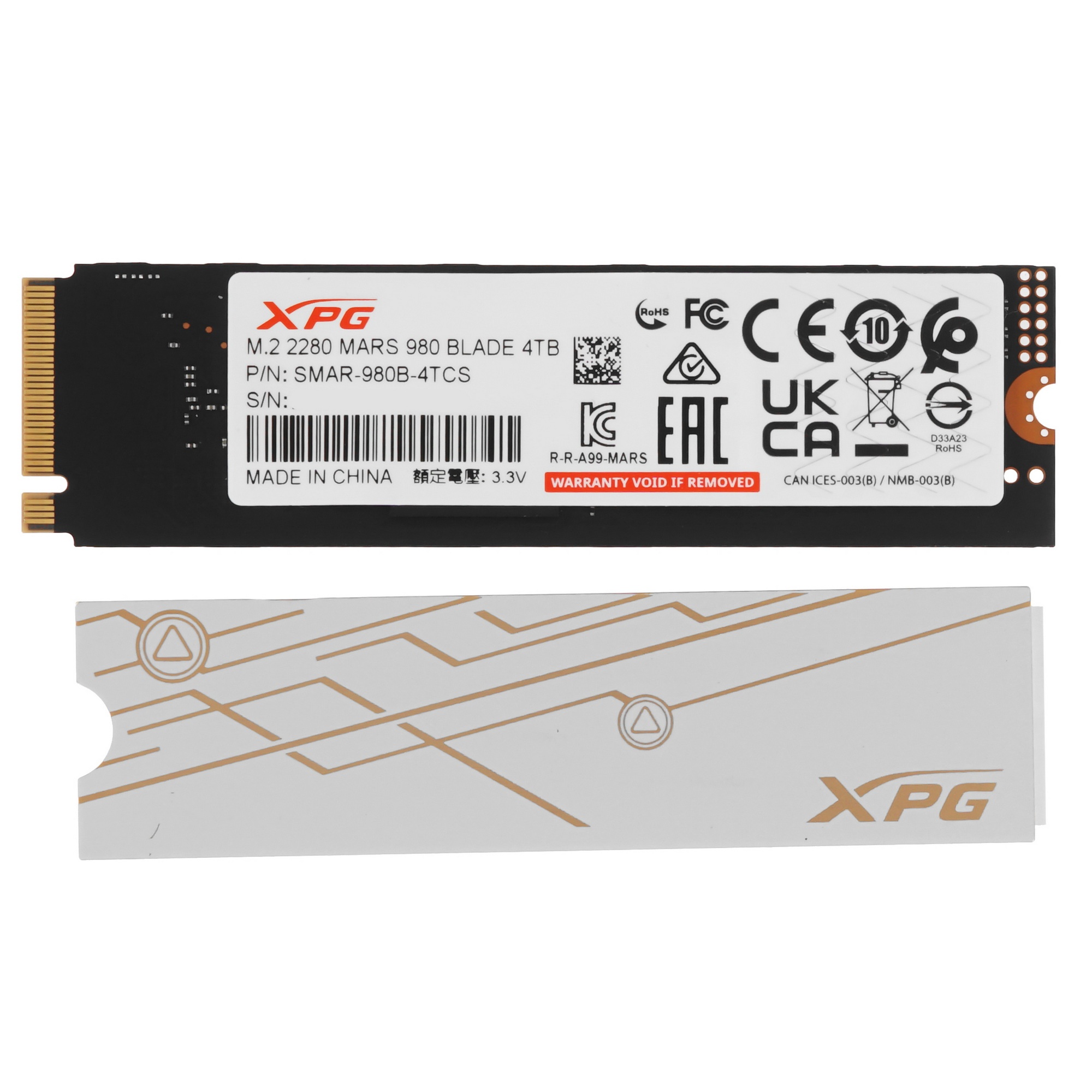Твердотельный диск 4TB A-DATA XPG MARS 980 BLADE, M.2 2280, PCI-E 5x4, [R/W -14000/13000 MB/s] 3D-NA