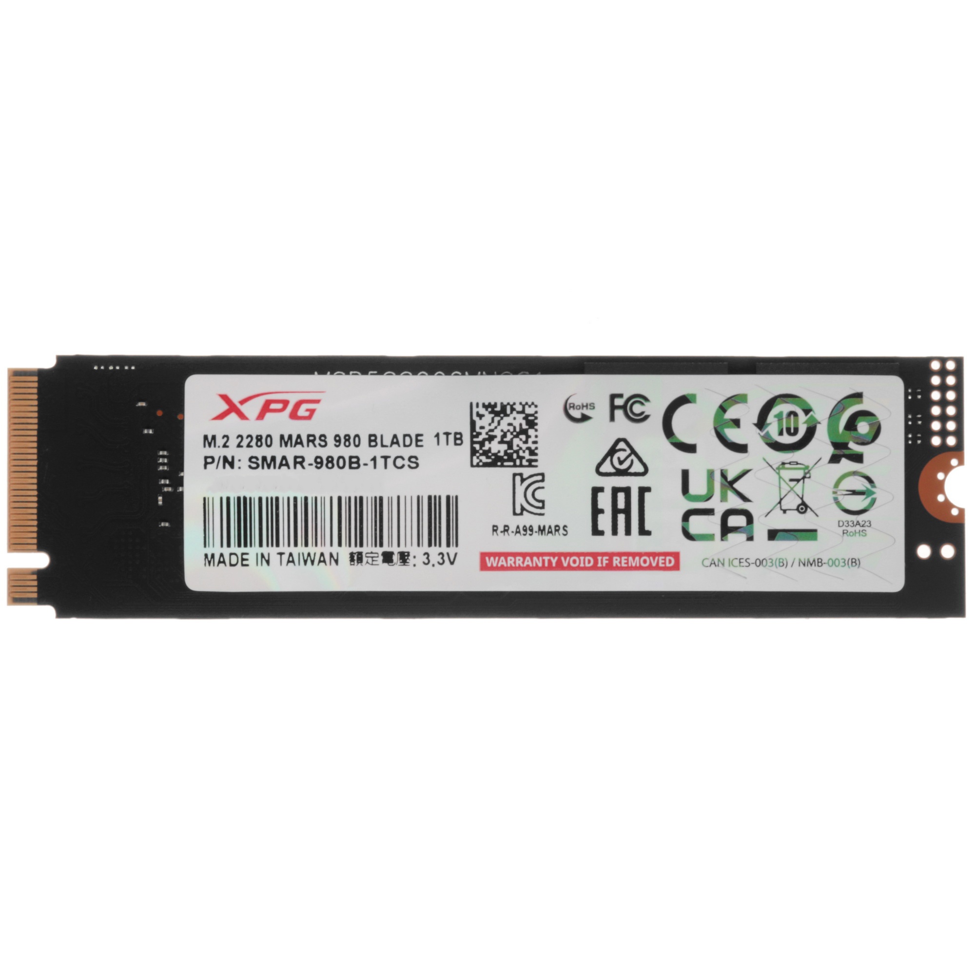 Твердотельный диск 1TB A-DATA XPG MARS 980 BLADE, M.2 2280, PCI-E 5x4, [R/W -14000/10000 MB/s] 3D-NA